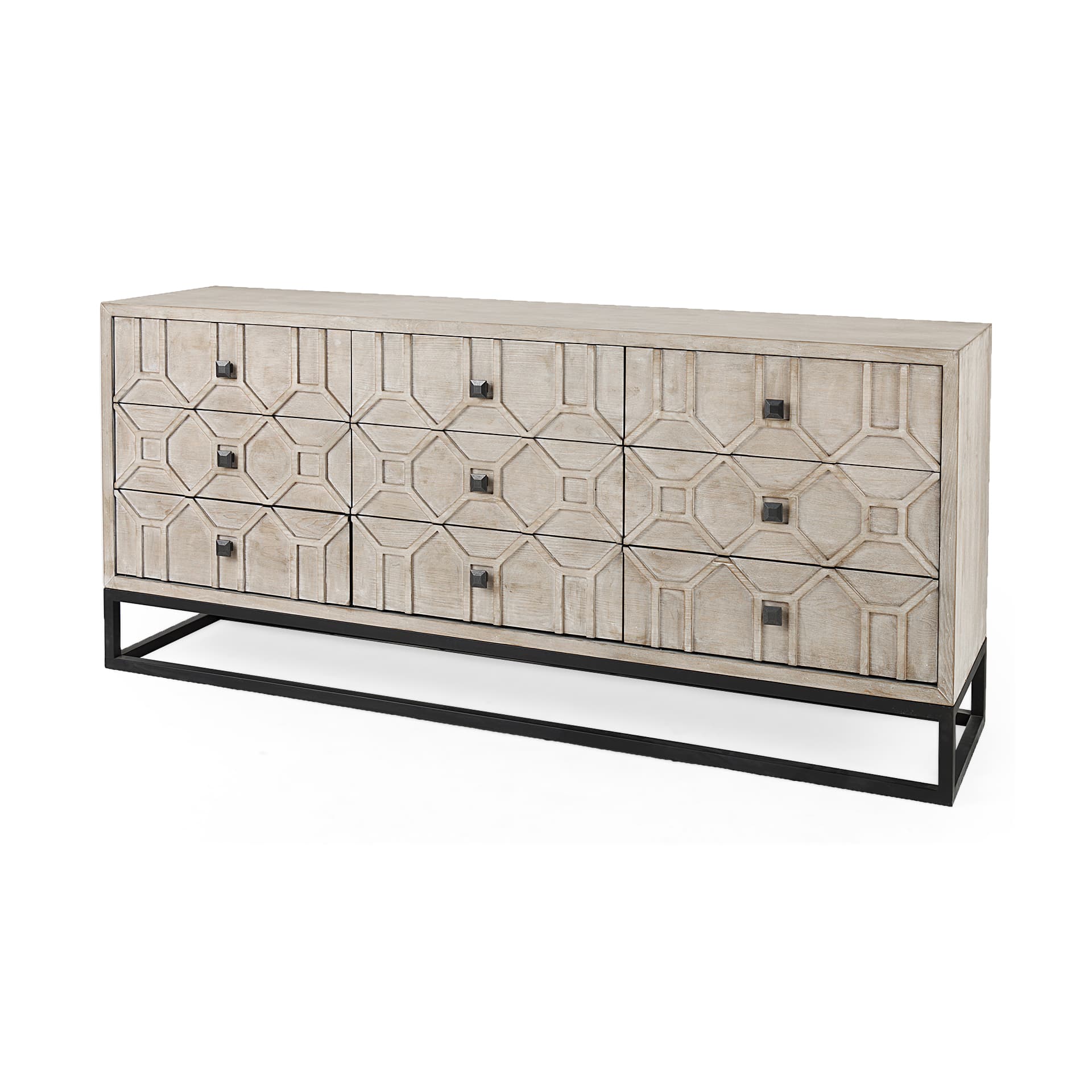 Genevieve II Light Brown Fir Veneer 9 Drawer Sideboard — product photograph