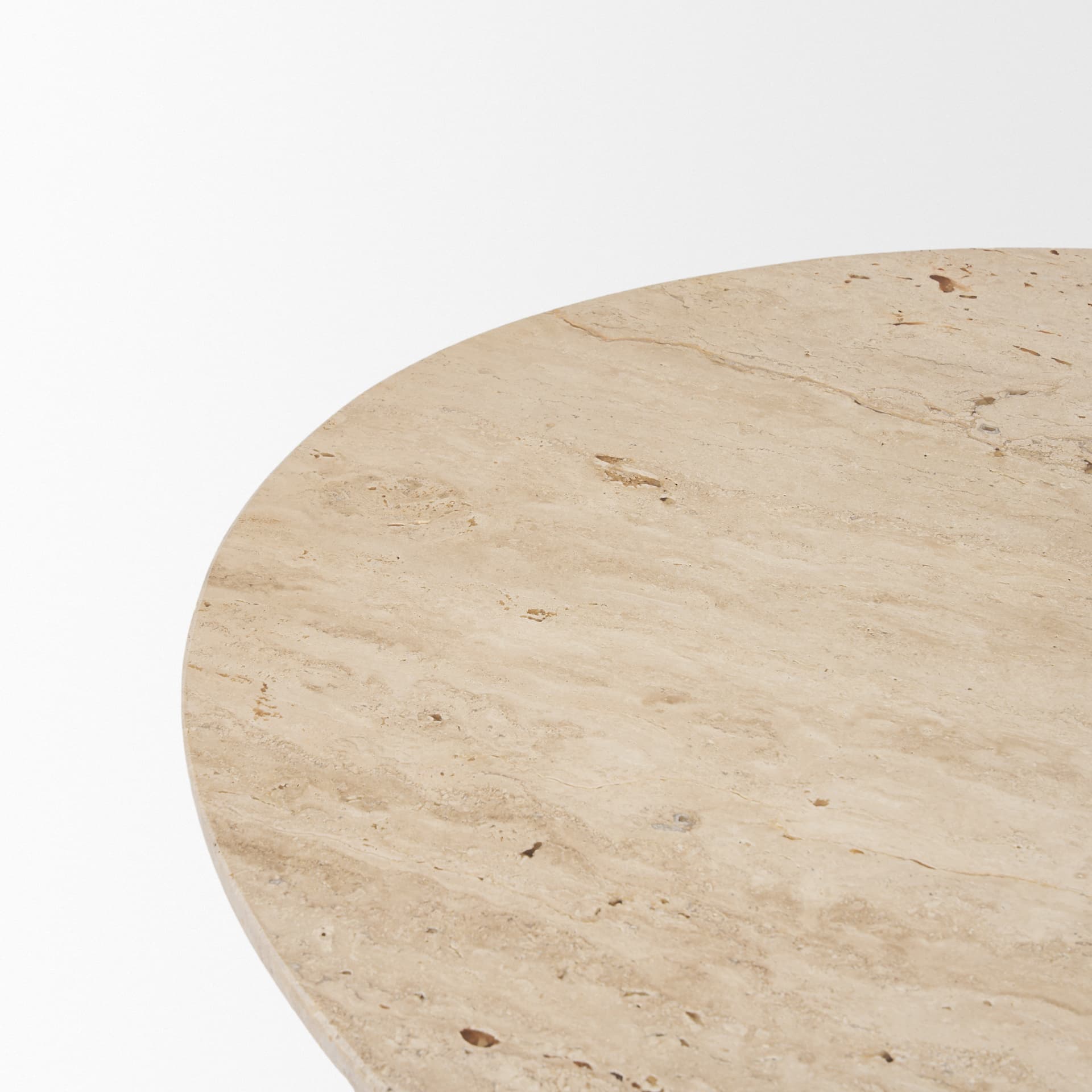 Syona Travertine + Mango Wood leg Oval Coffee table — product photograph