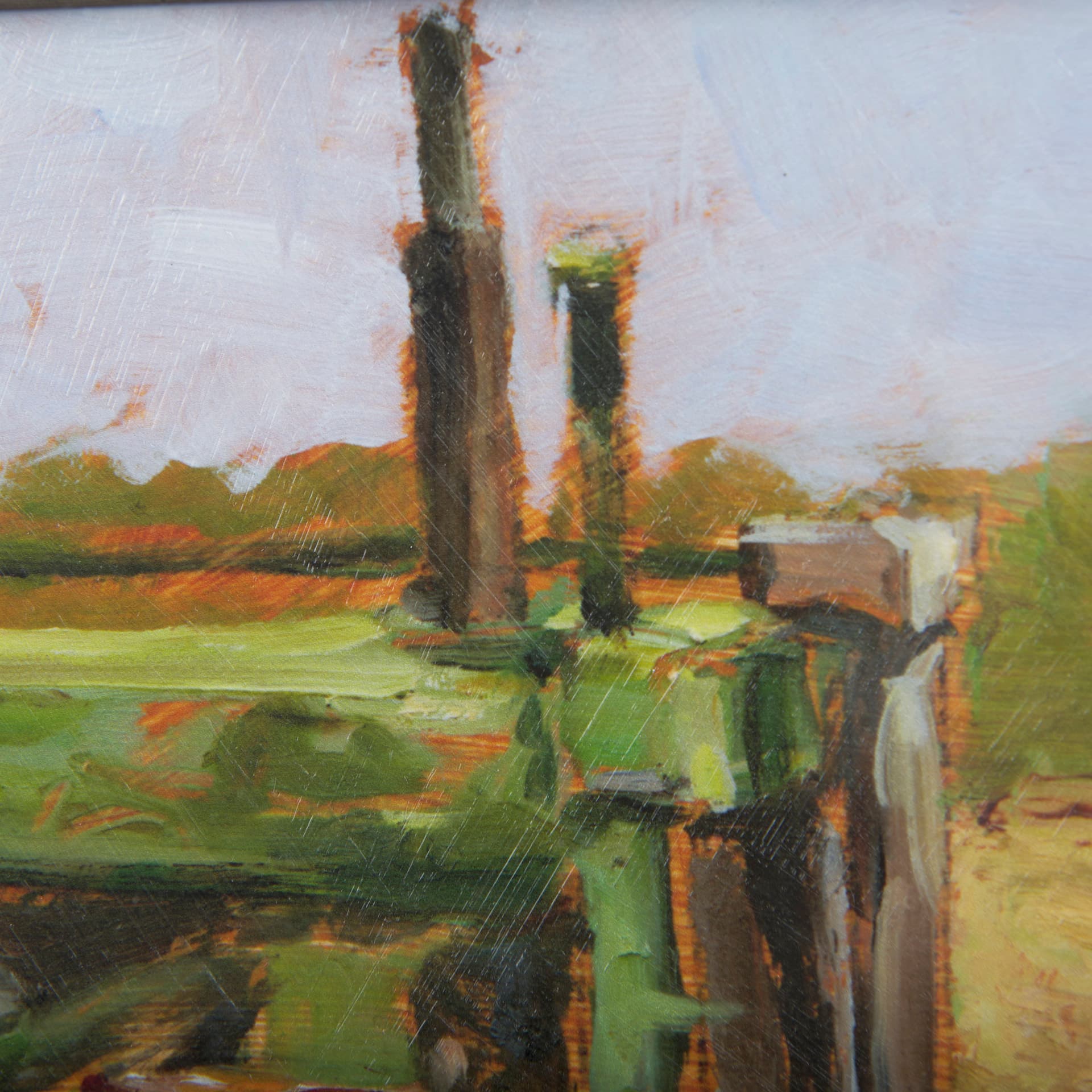 Rustic Tractors I by Mercana Studio a Hand Embellished Textured Framed Art Print Matted under Glass — product photograph