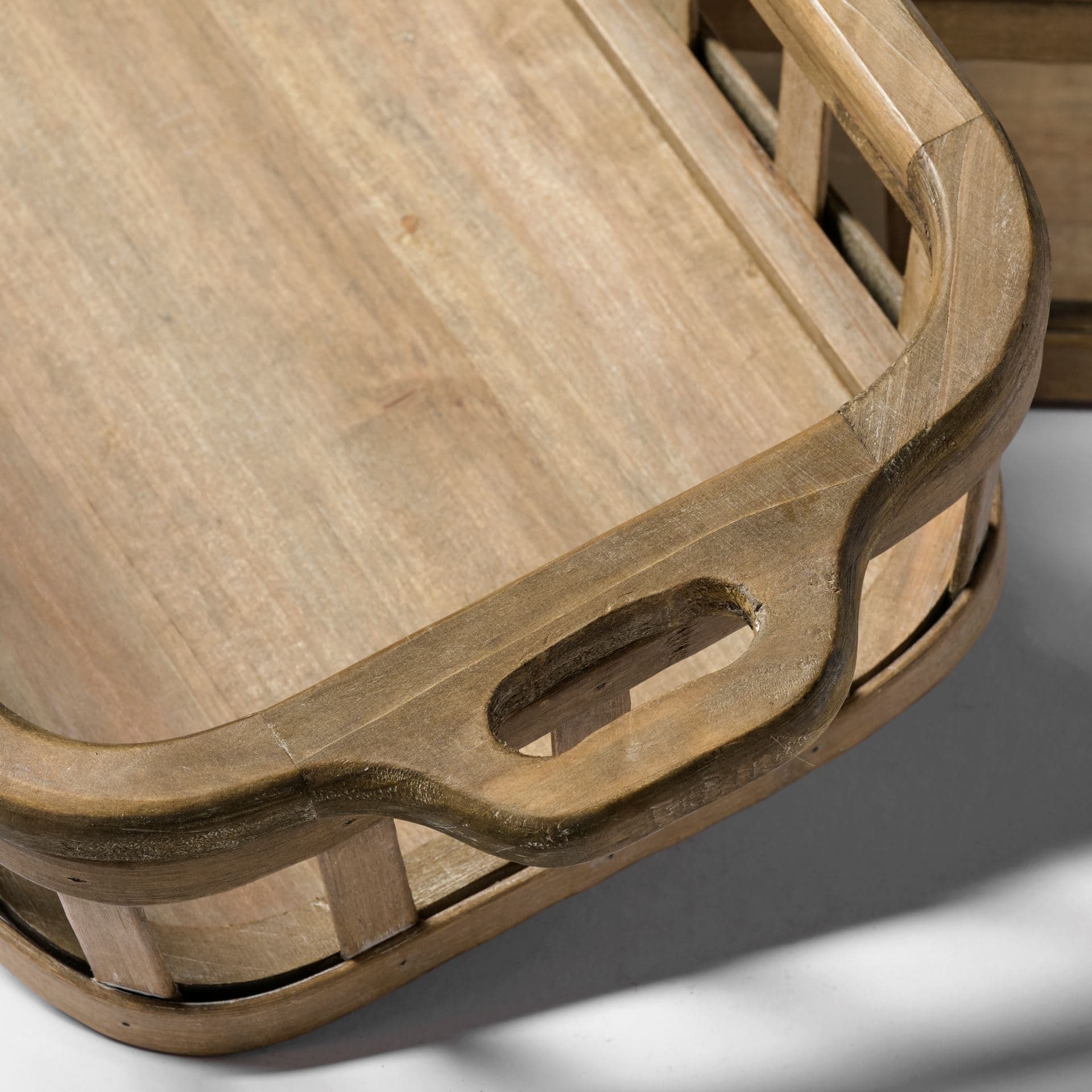 Louis Set of 2 Natural Wood Slated Nesting Trays — product photograph