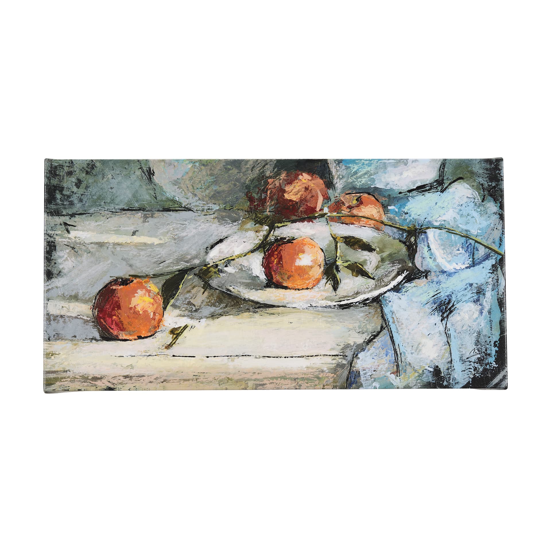 Still Life with Peaches by Mercana Studio a Hand Embellished Textured Canvas — product photograph