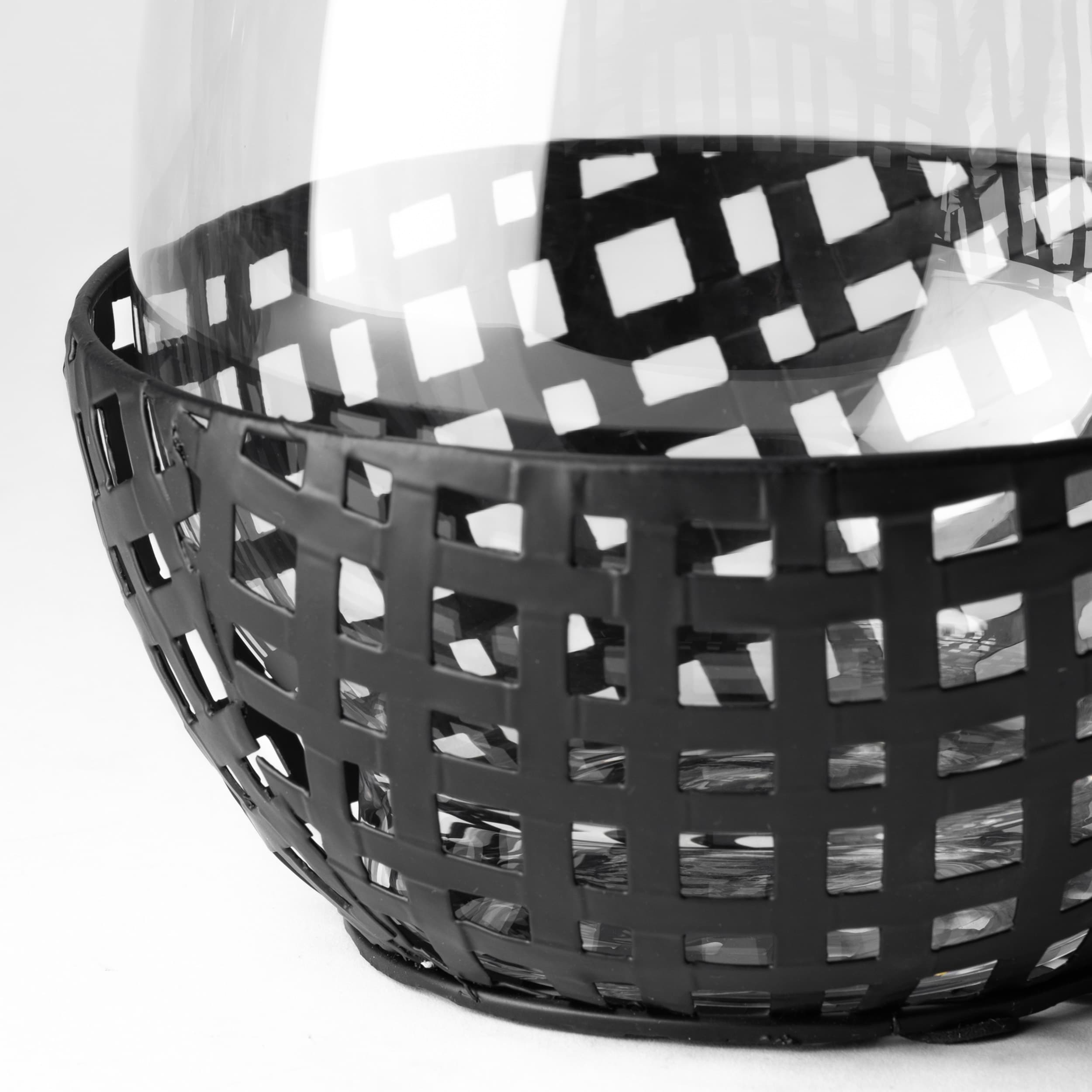 Reena II Large Black Woven Metal Base Table Candle Holder — product photograph