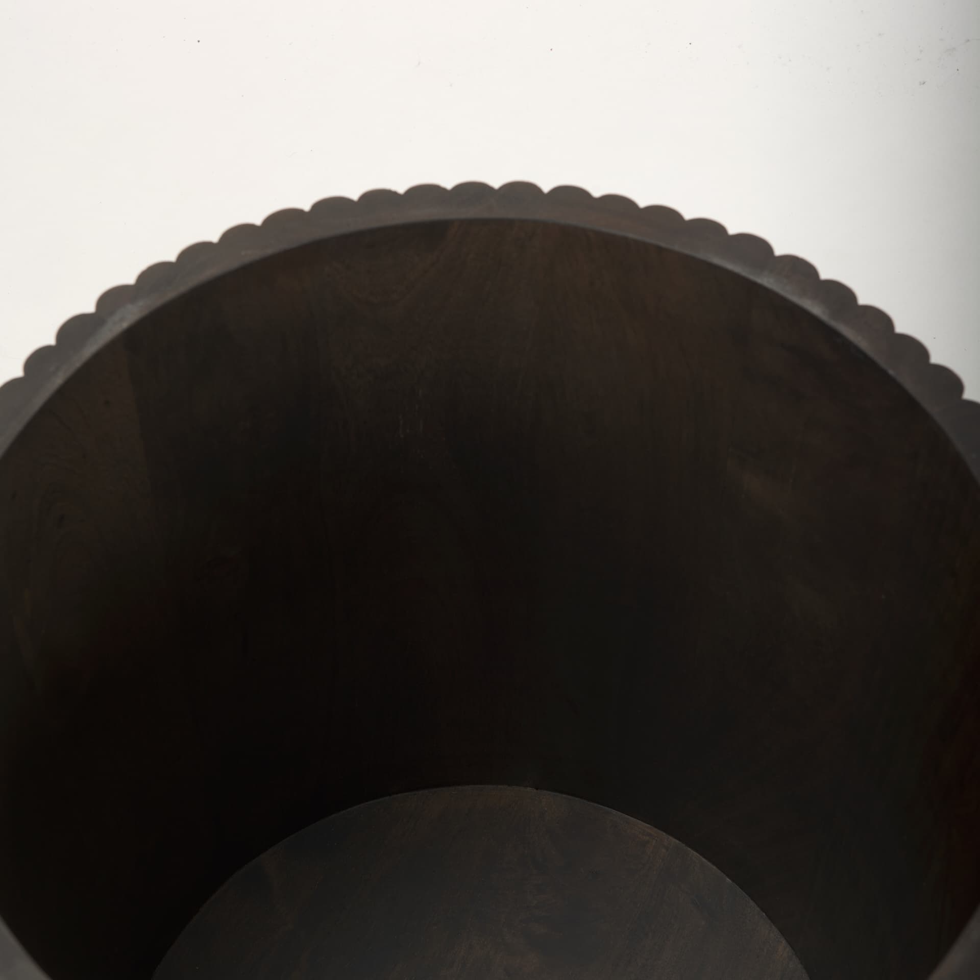 Terra 18L x 18W x 22H Dark Brown Wood Fluted Round Side Table — product photograph