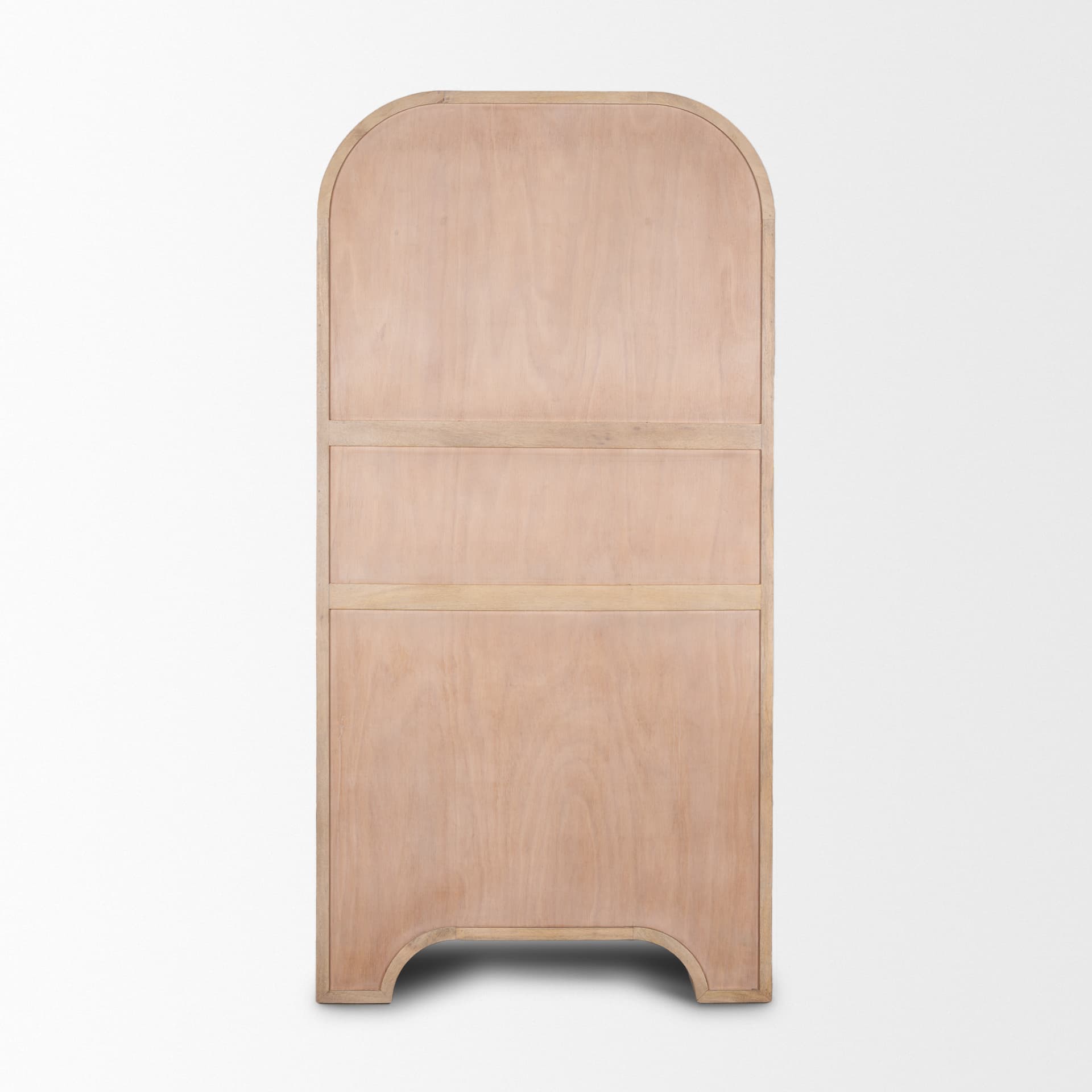 Sorina Reverse Fluted Light Brown Wood Curio Cabinet — product photograph