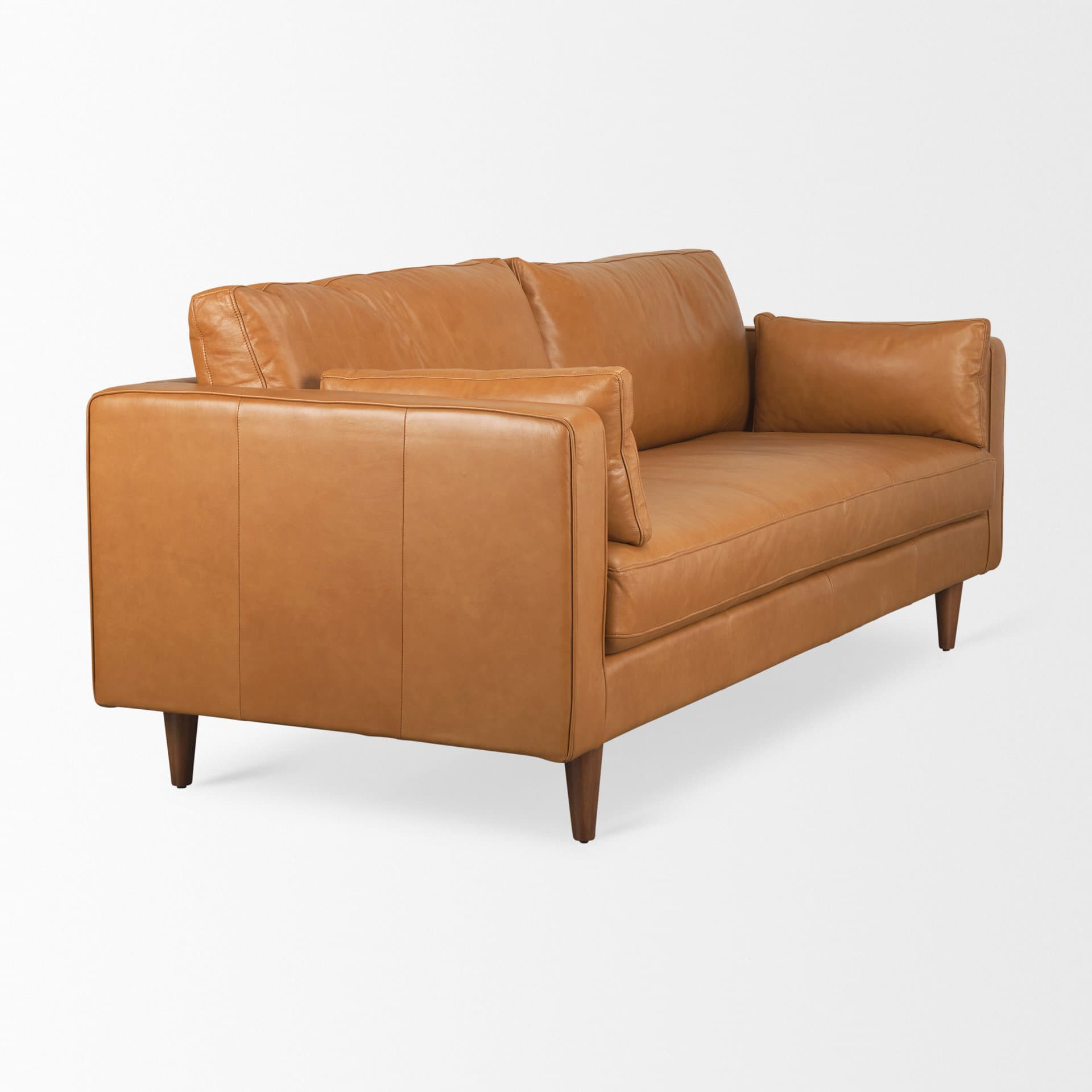 Elton 87.8L x 37.8W x 34.6H Tan Leather Sofa — product photograph
