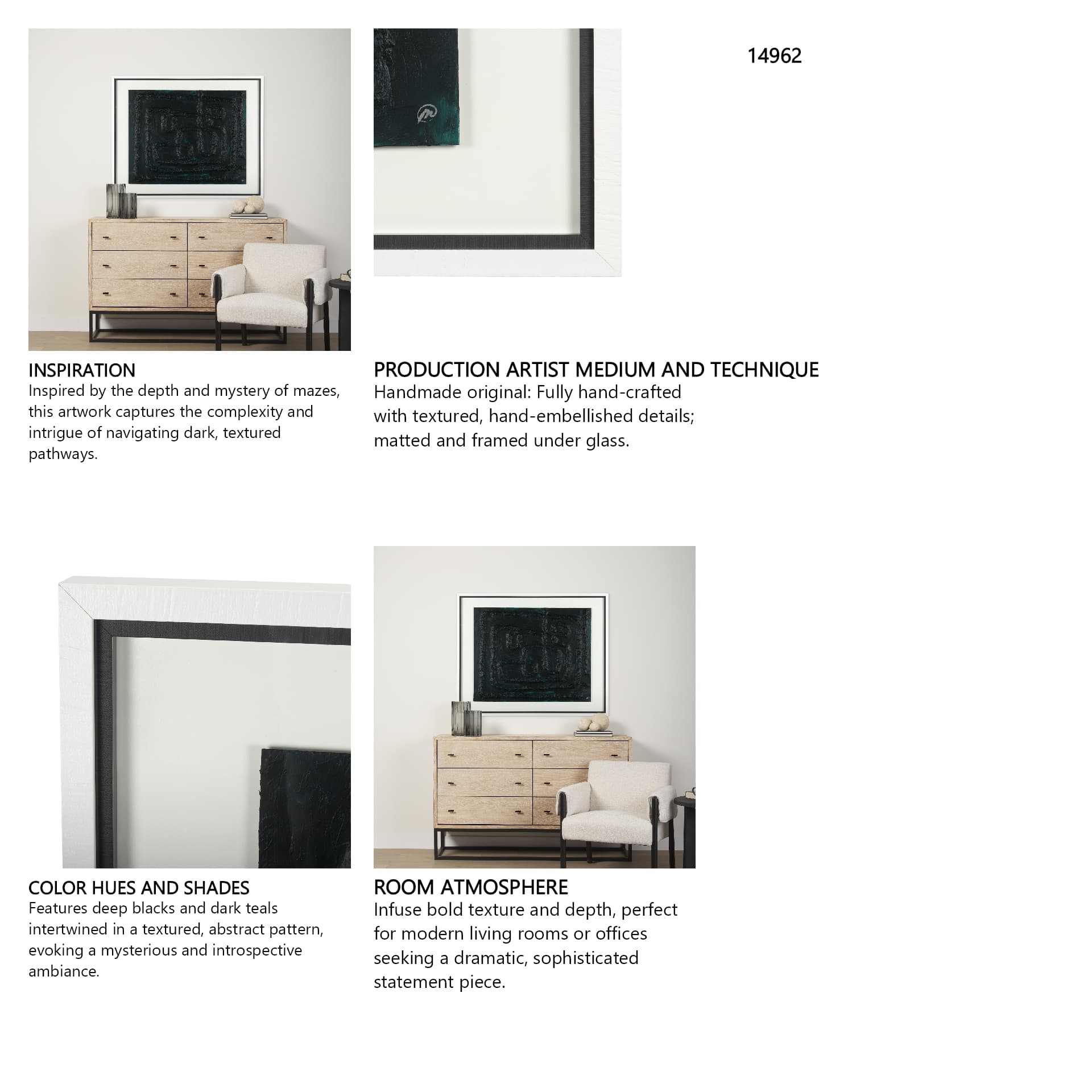 Tangled II by Studio M a handmade Original Framed Artwork under Glass — in a styled room