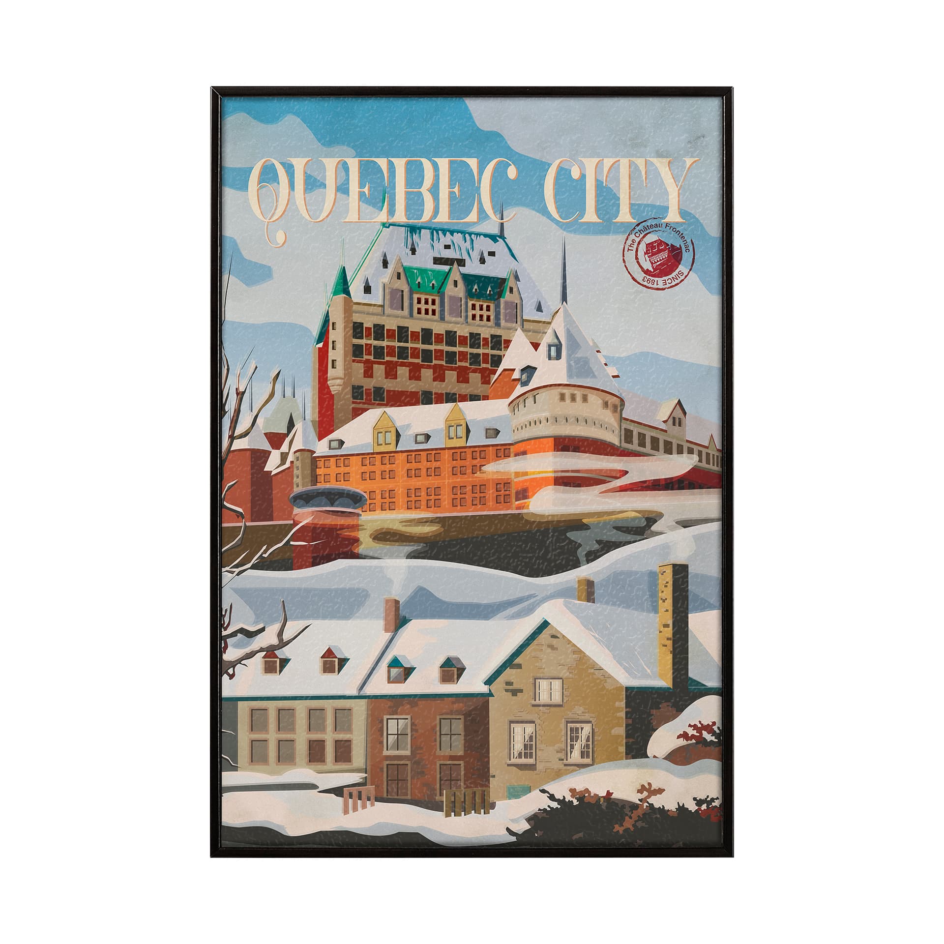 Quebec City Go Canada (SM) by Mercana Studio a Hand Embellished Decograph Framed Art Print — product photograph