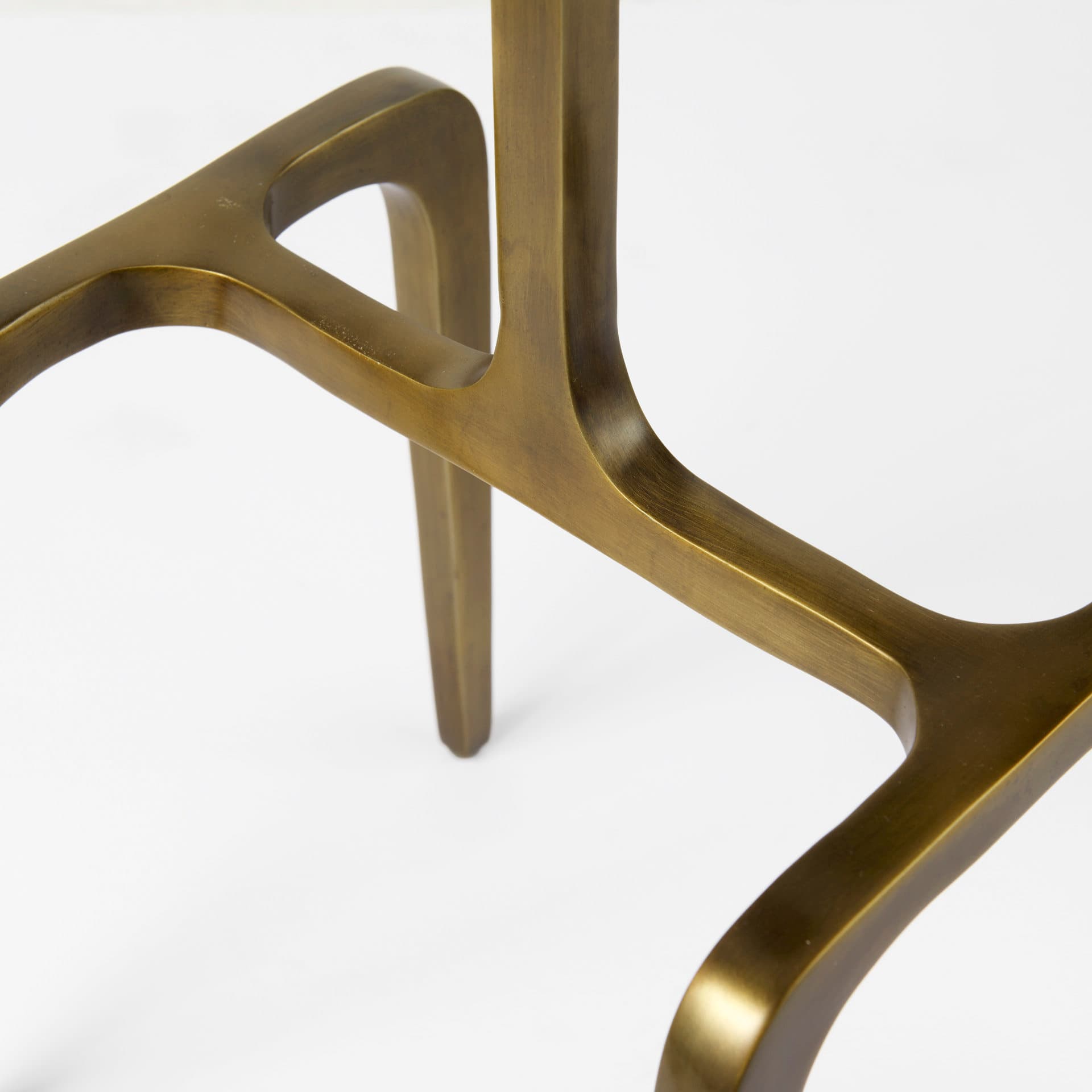 Preston 17.3L x 11.3W x 22.8H White Marble Top W/Gold Metal Accent Table — product photograph