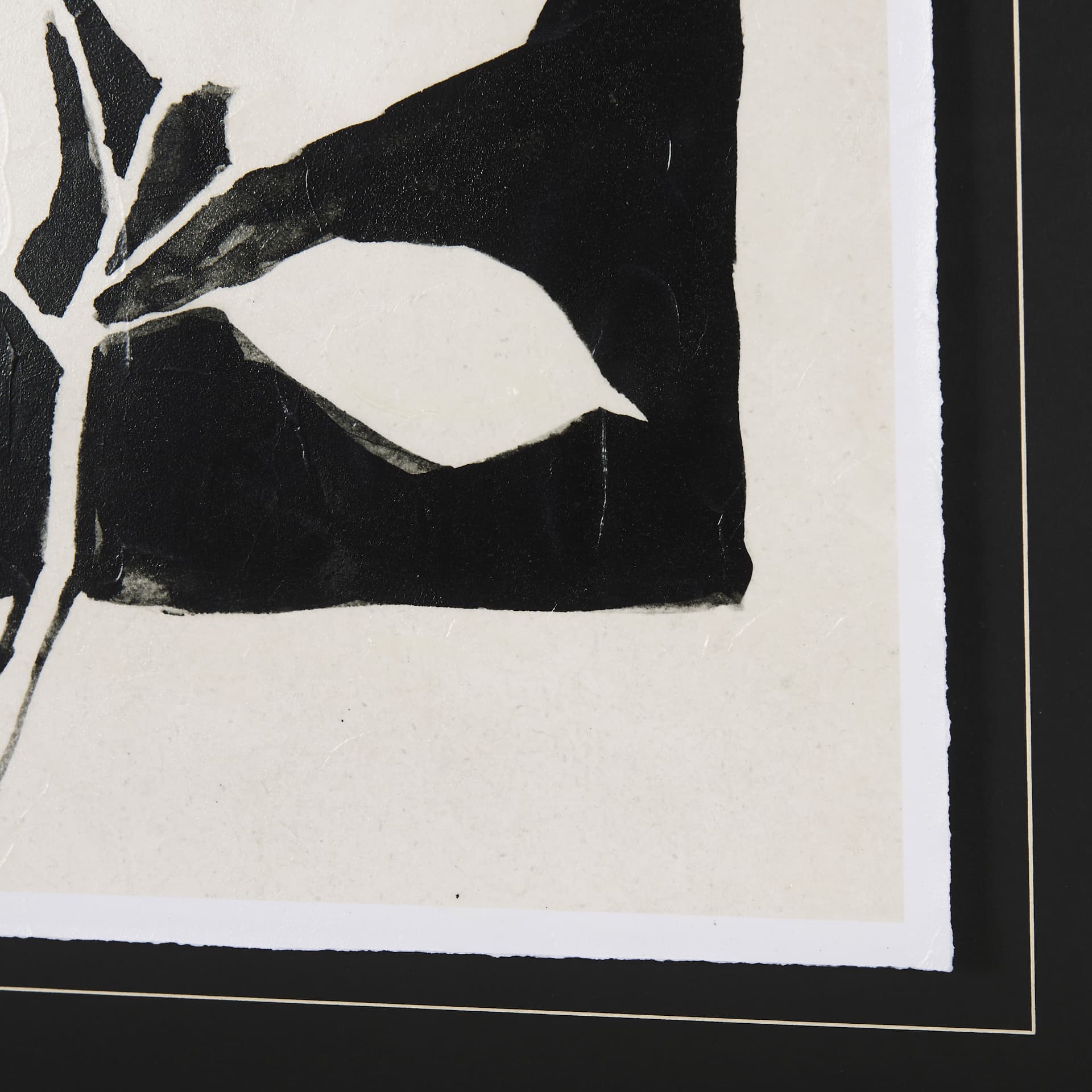 Lemon Branch Silhouette by Mercana Studio Hand Embellished Framed Art Print Matted under Glass — product photograph