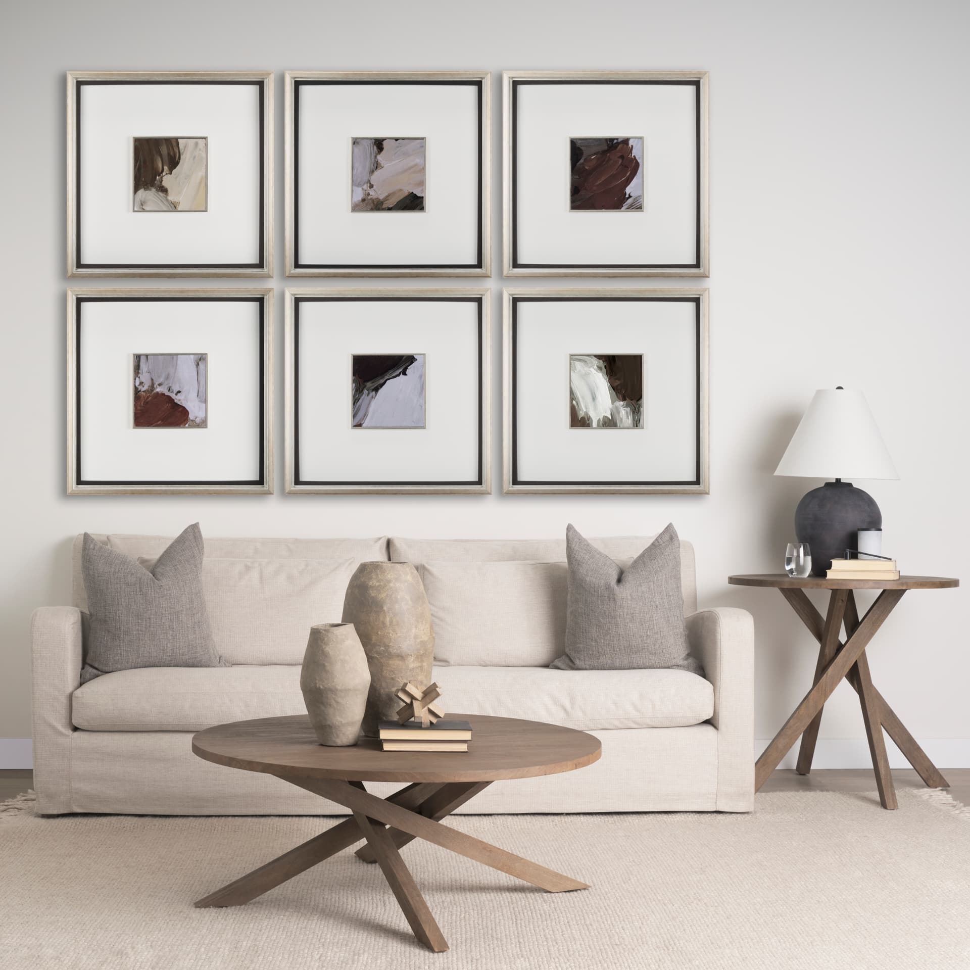 Harmonic IV by Mercana Studio a Hand Embellished Textured Framed Art Print — in a styled room