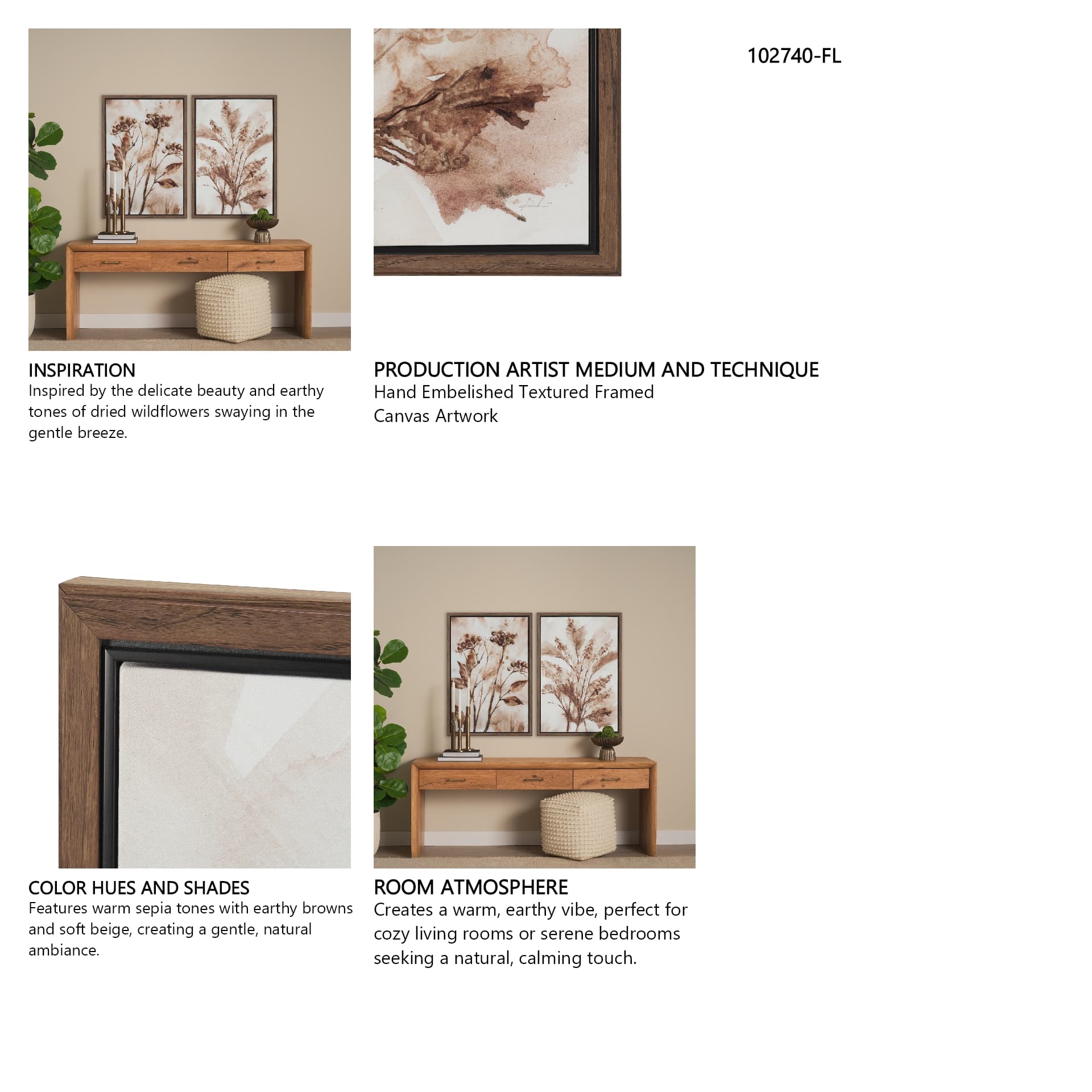 Fieldspoke II by Mercana Studio Hand-Embellished Textured Framed Canvas Artwork — in a styled room