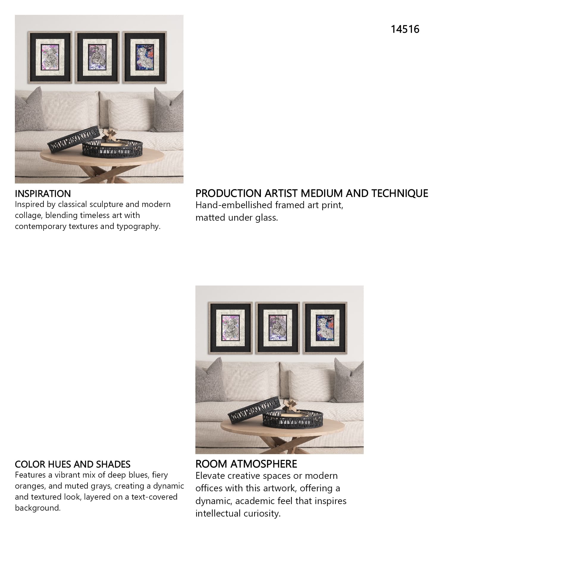 Graffiti sculpture III by Mercana Studio Hand Embellished Framed Art Print Matted under Glass — in a styled room