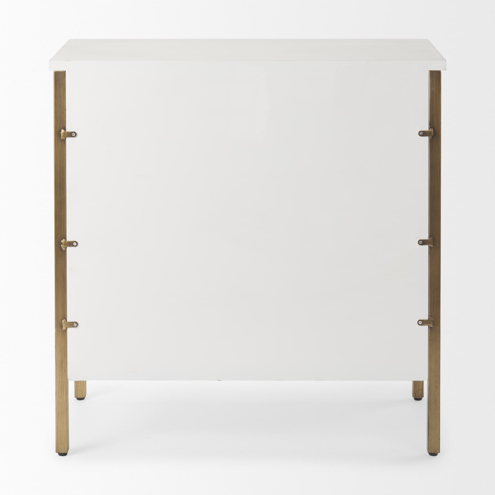 Savannah White Fir Veneer w/ Gold Metal Accent 2-Door Accent Cabinet — product photograph