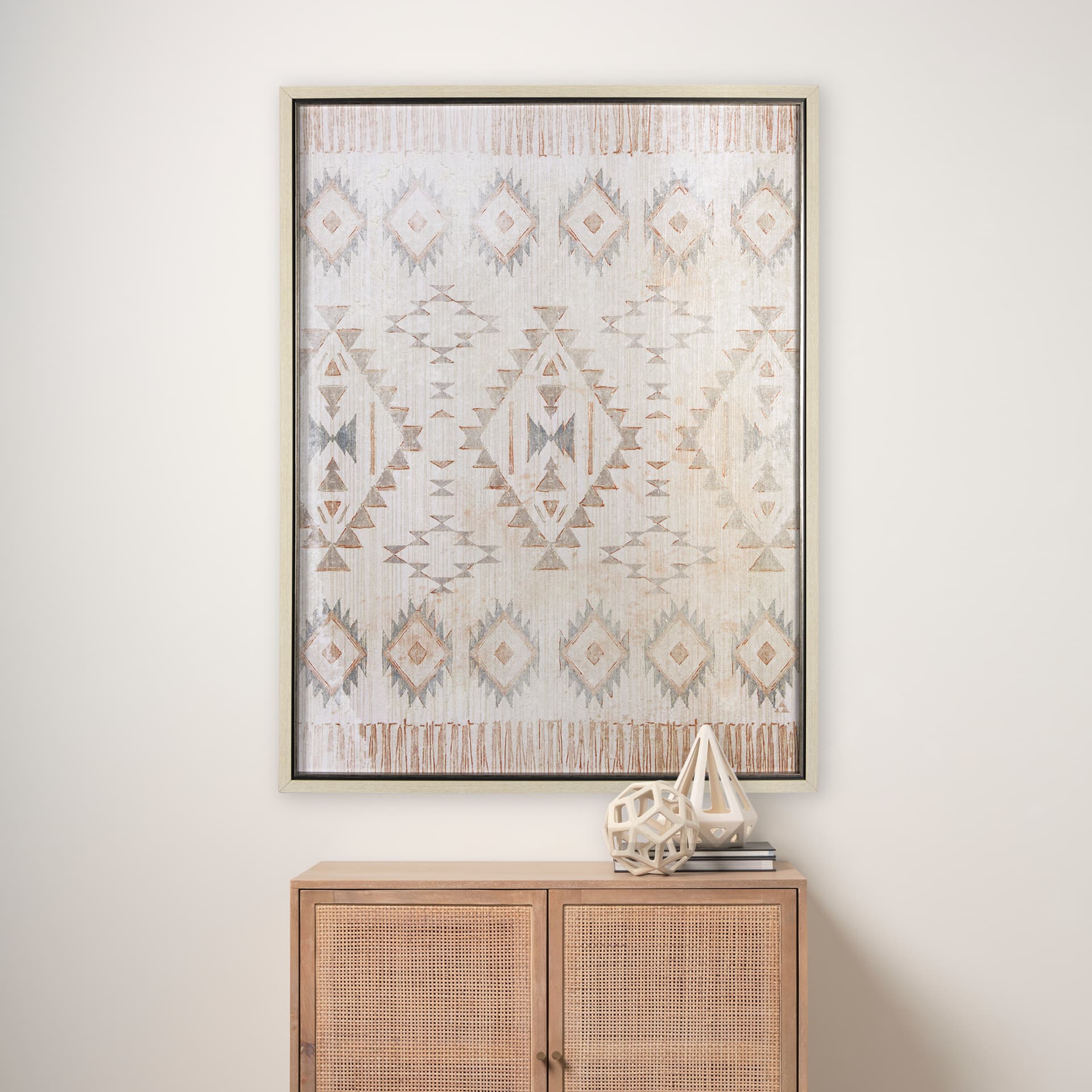Aztec I by Mercana Studio a Hand Embellished Textured Framed Art Print — in a styled room