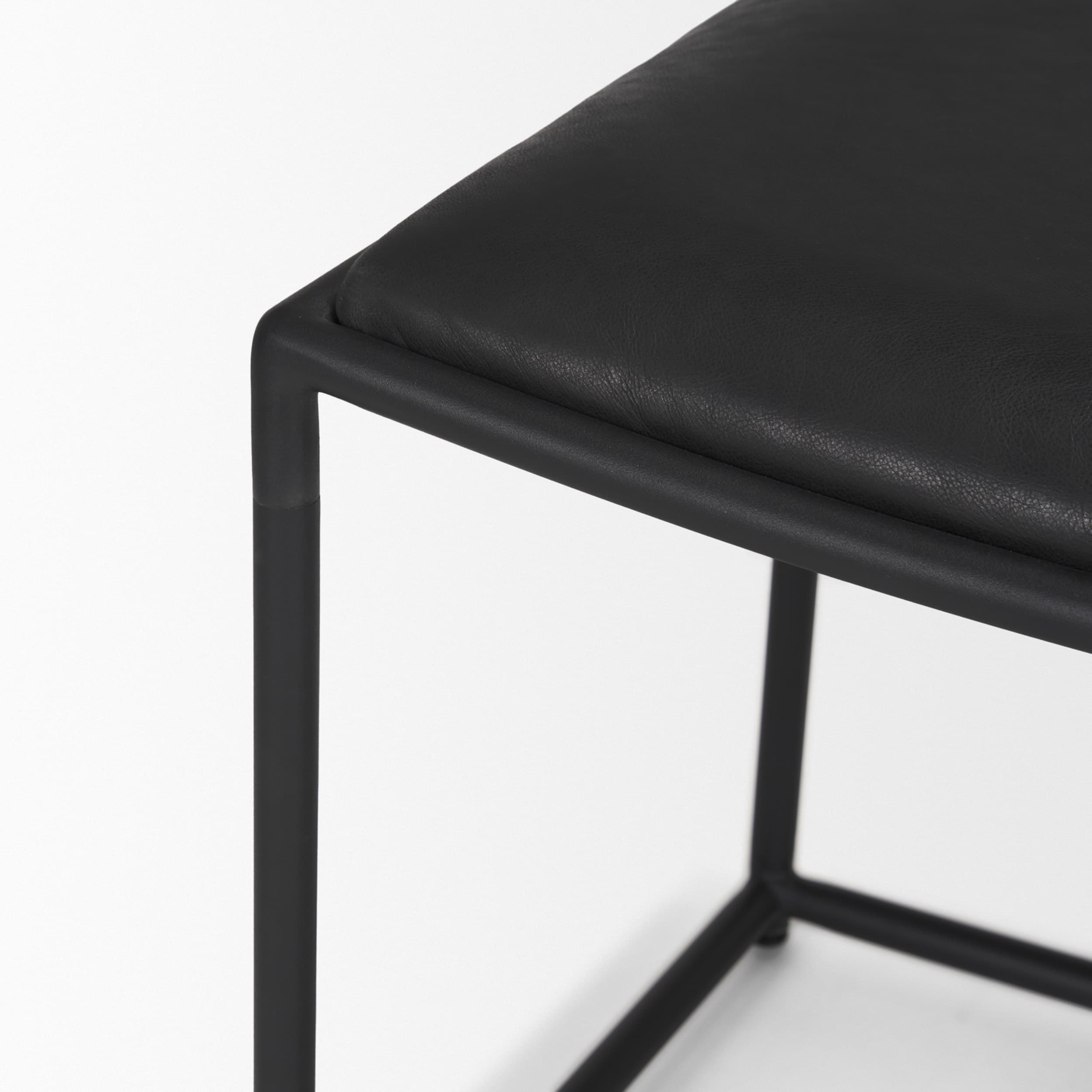 Taniel Black Leather w/ Black Metal Stool — product photograph