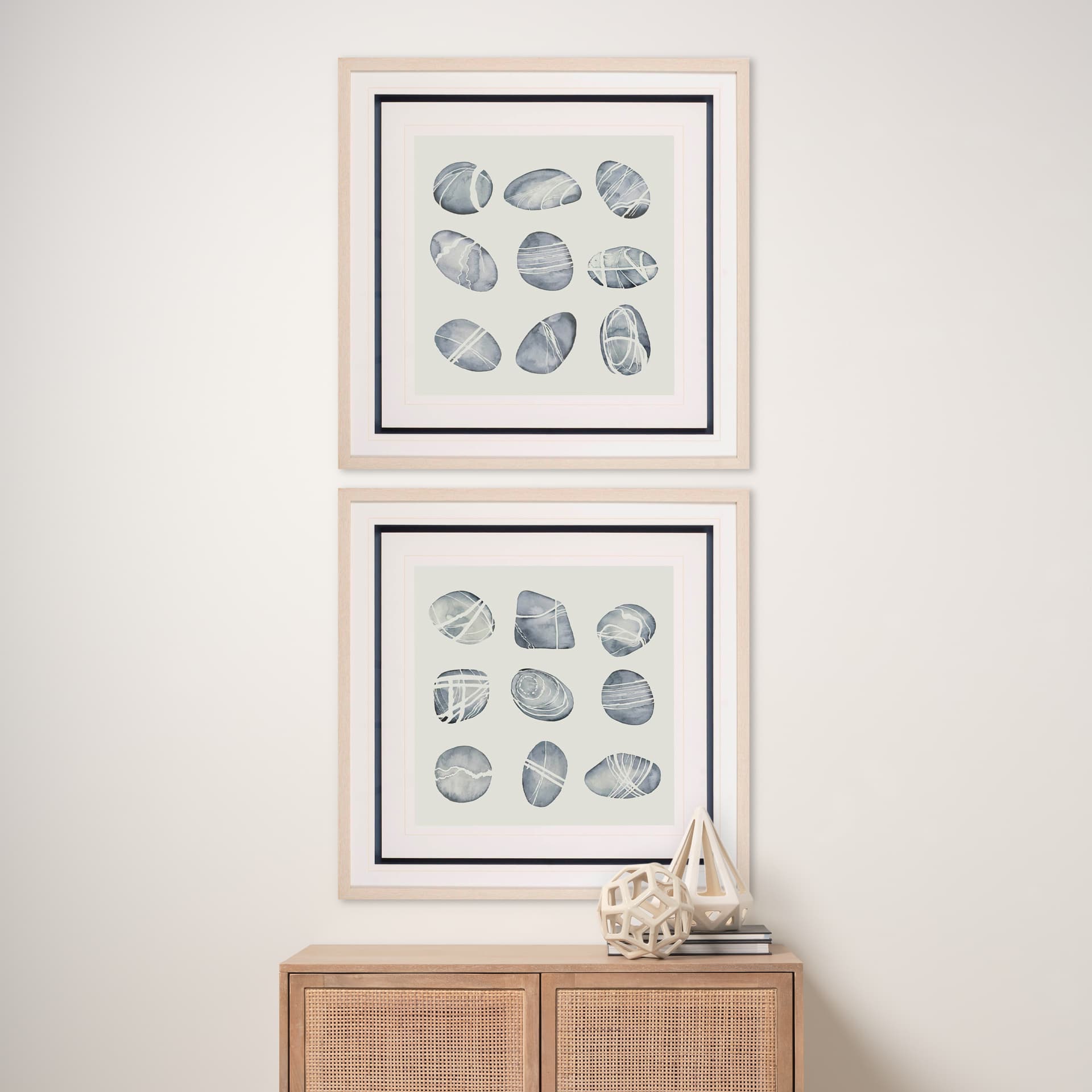River Worn I by Grace Popp a Framed Art Print Matted under Glass — in a styled room