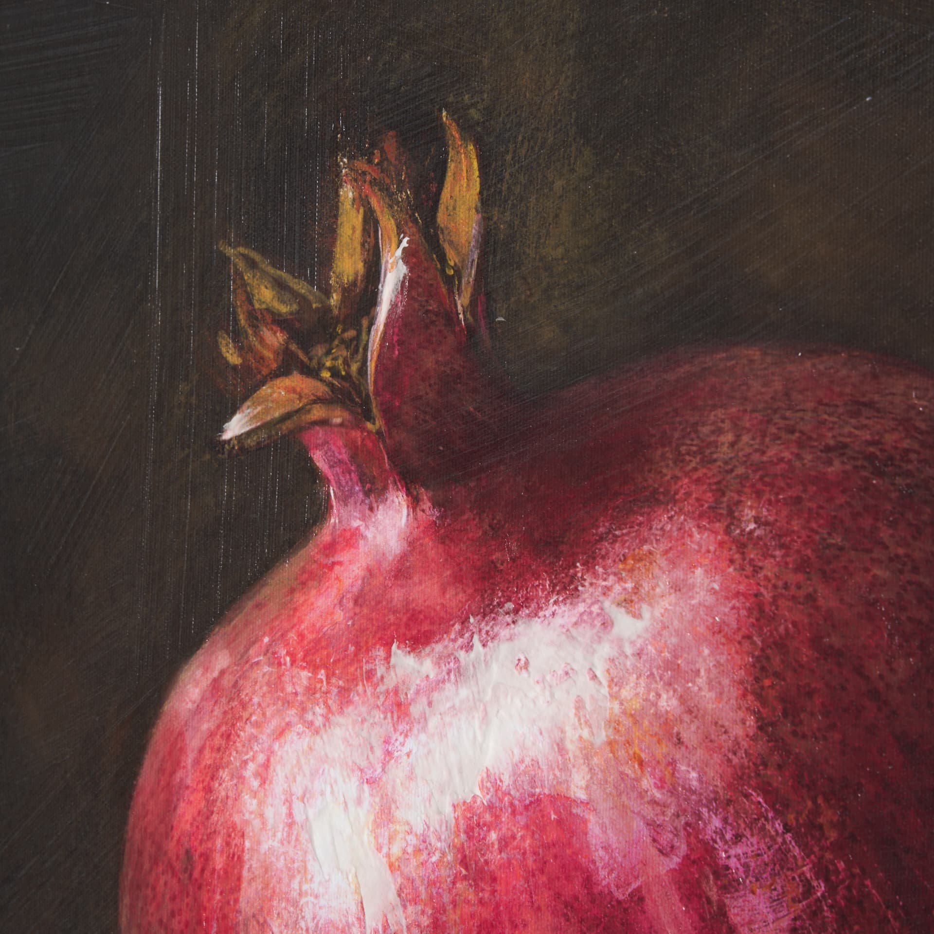 Lonely Pomegranate by Mercana Studio a Hand Embellished Textured Canvas — product photograph