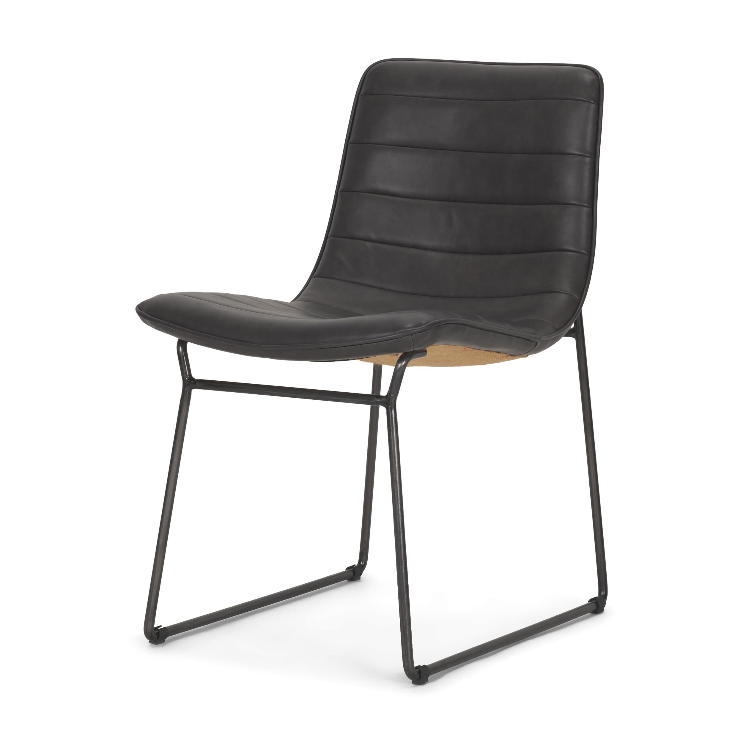 Thornton Solid Back Dining Side Chair | Faux Leather w/ Iron — product photograph