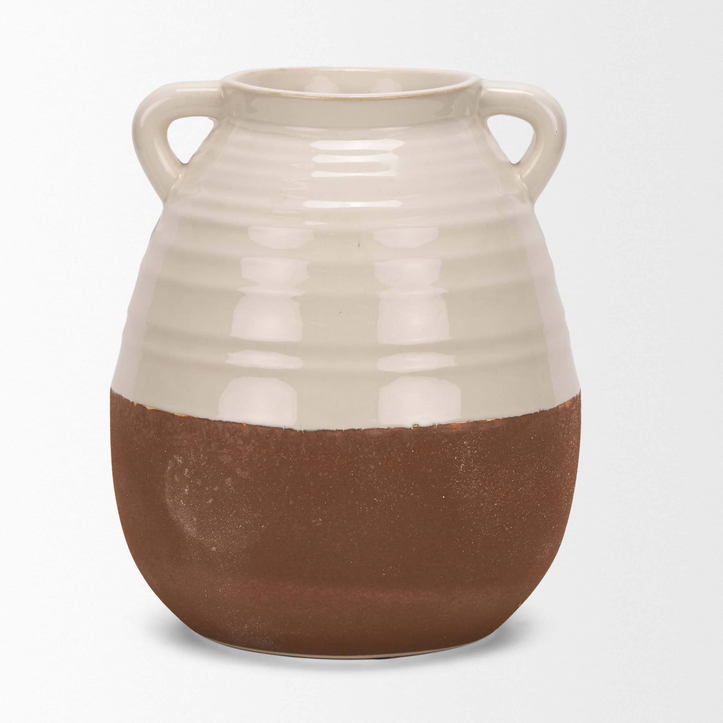 Tryna Large Beige w/ Matte Brown Ceramic Vase — product photograph