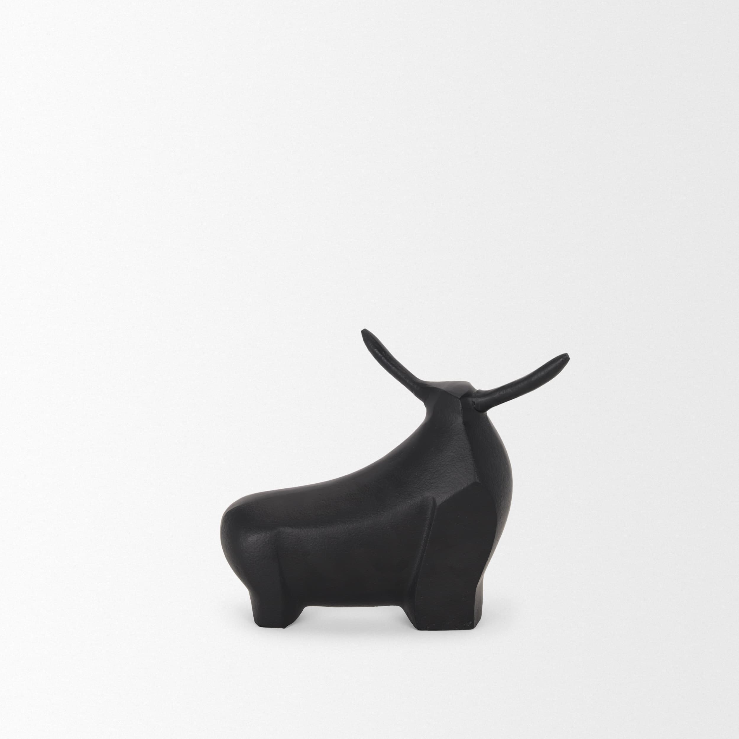 Radu Small Matte Black Metal Bull Decorative Object — product photograph