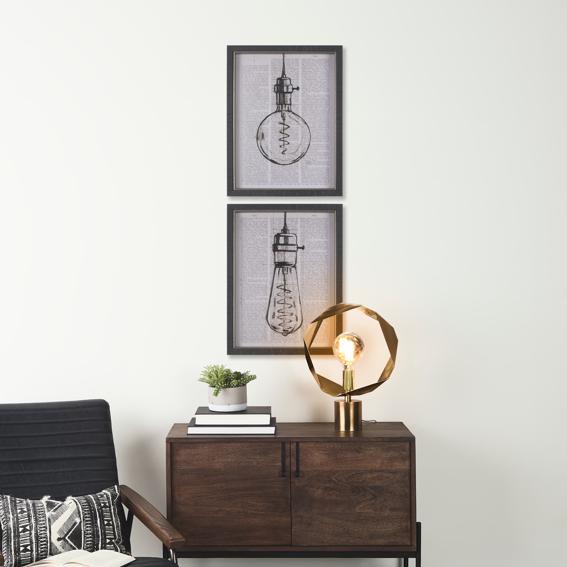 Vintage Page II by Mercana Studio a Hand Embellished Textured Framed Art Print — in a styled room
