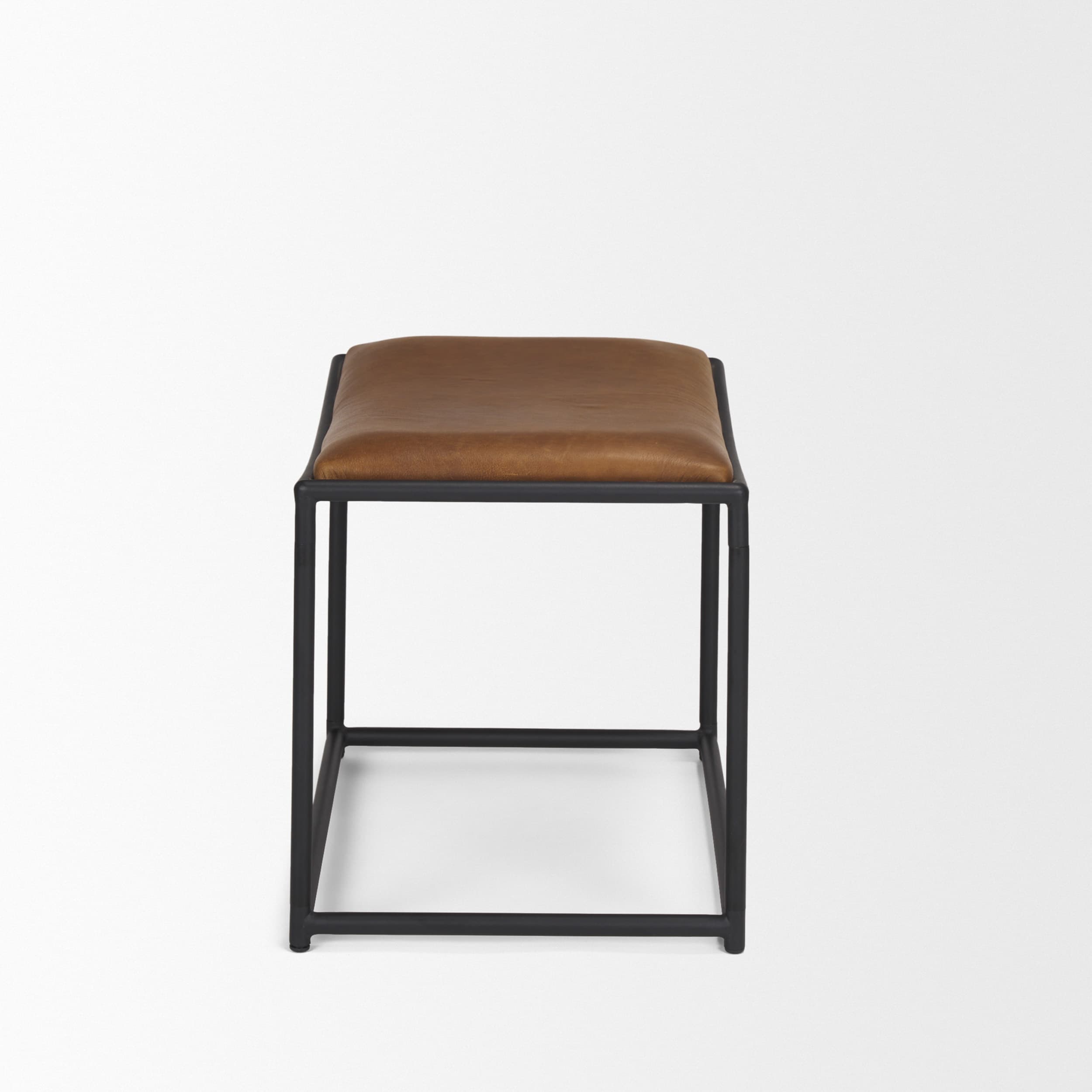 Taniel Brown Leather w/ Black Metal Stool — product photograph