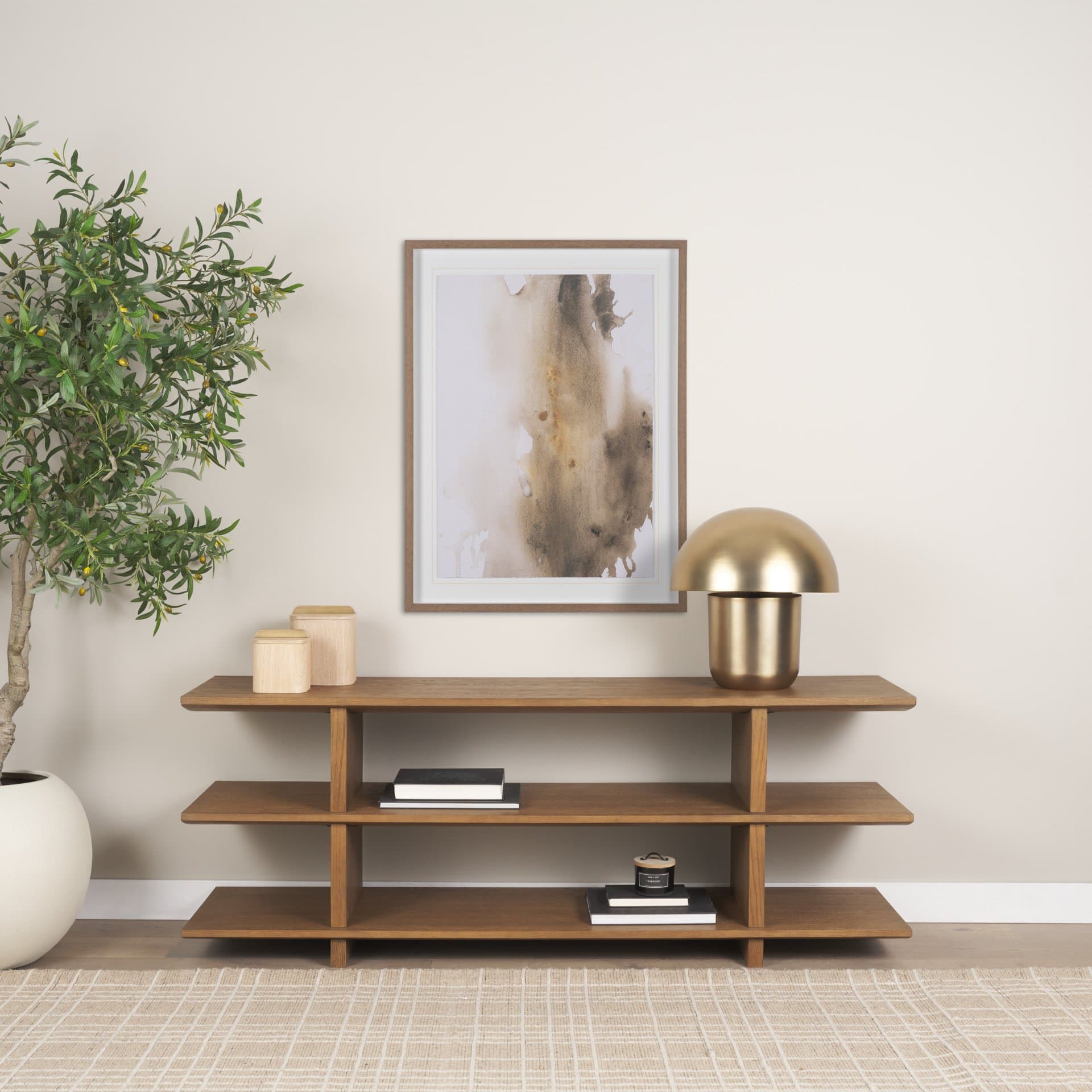Benton White-Washed Wood w/ Brass Handle Decorative Box Set — product photograph