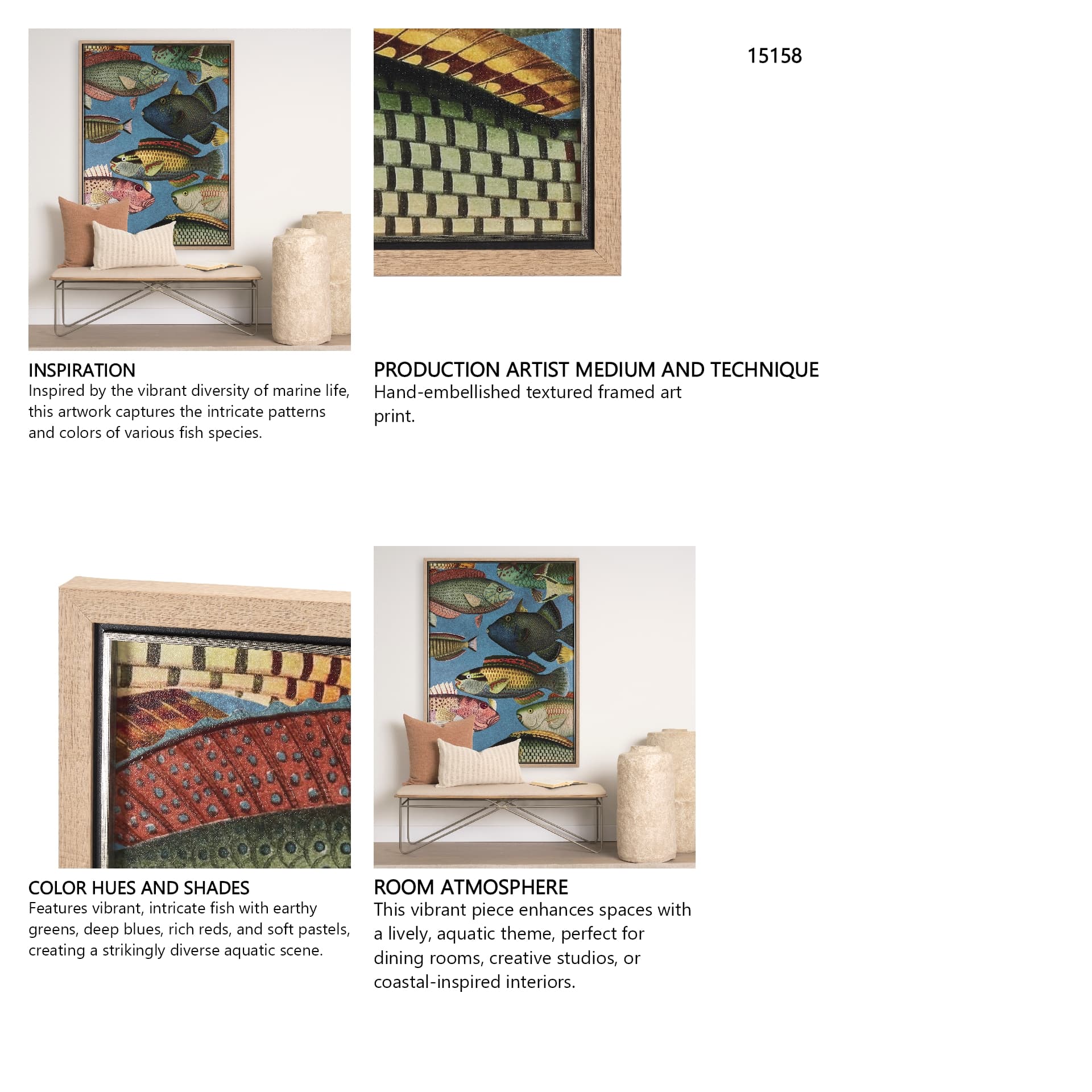 Vadum Piscis by Mercana Studio a Hand Embelished Textured Framed Art Print — in a styled room