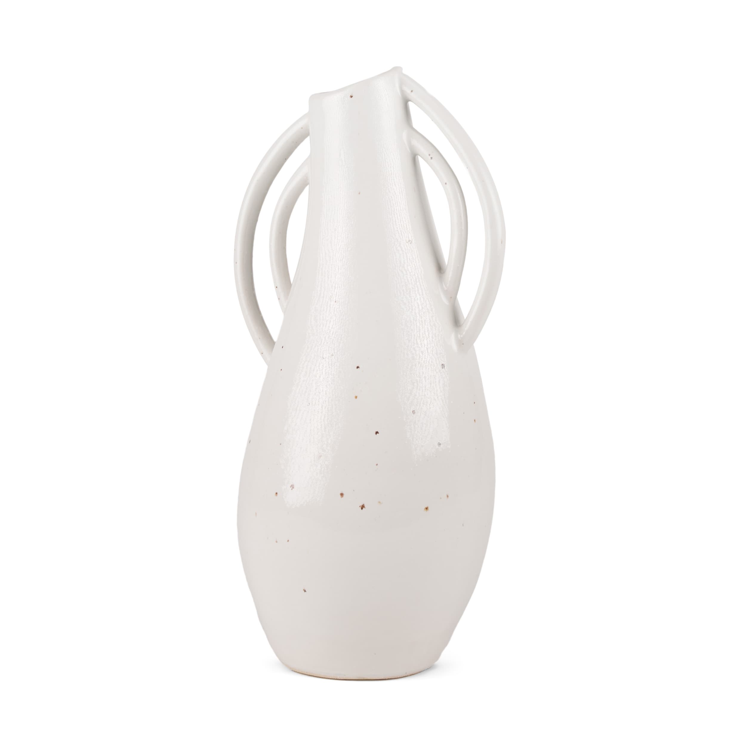 Urvi Tall Off White Speckled Asymmetrical Ceramic Vase — product photograph