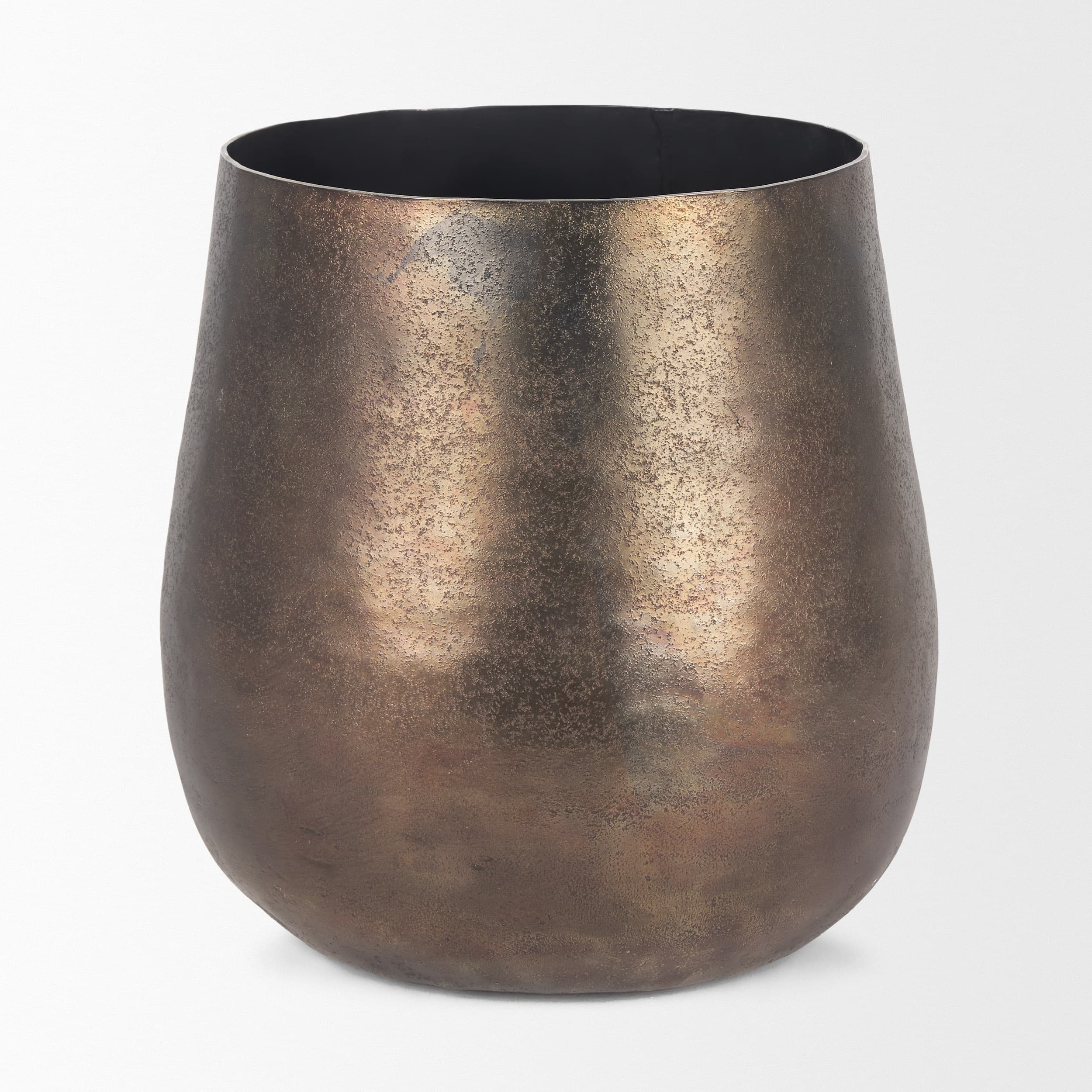 Quade Large Textured Gold Metal Planter — product photograph