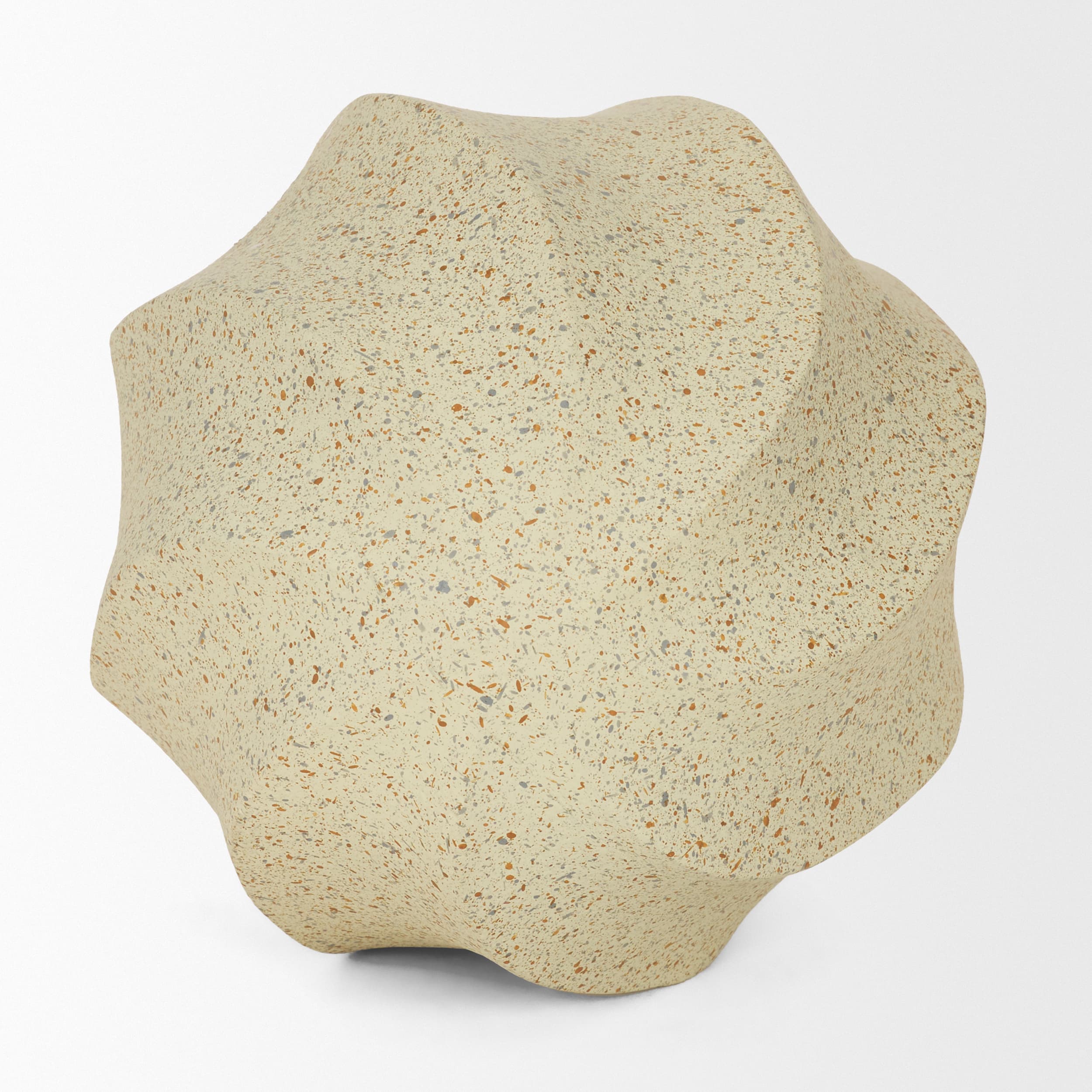 Imani Large Sculptural Textured Beige Metal Decorative Orb Object — product photograph