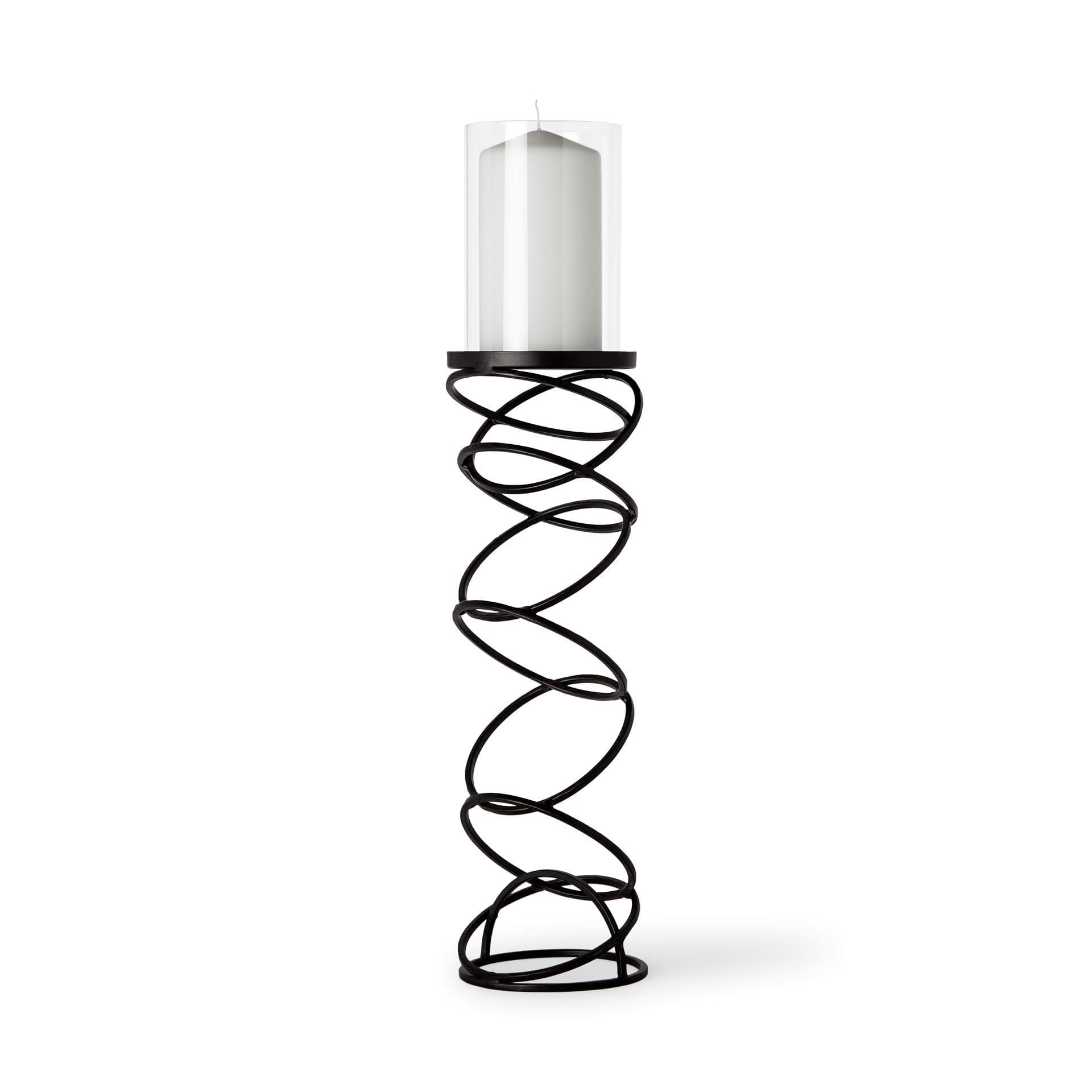 Omega III Large Black Metal Stacked Ring Table Candle Holder — product photograph