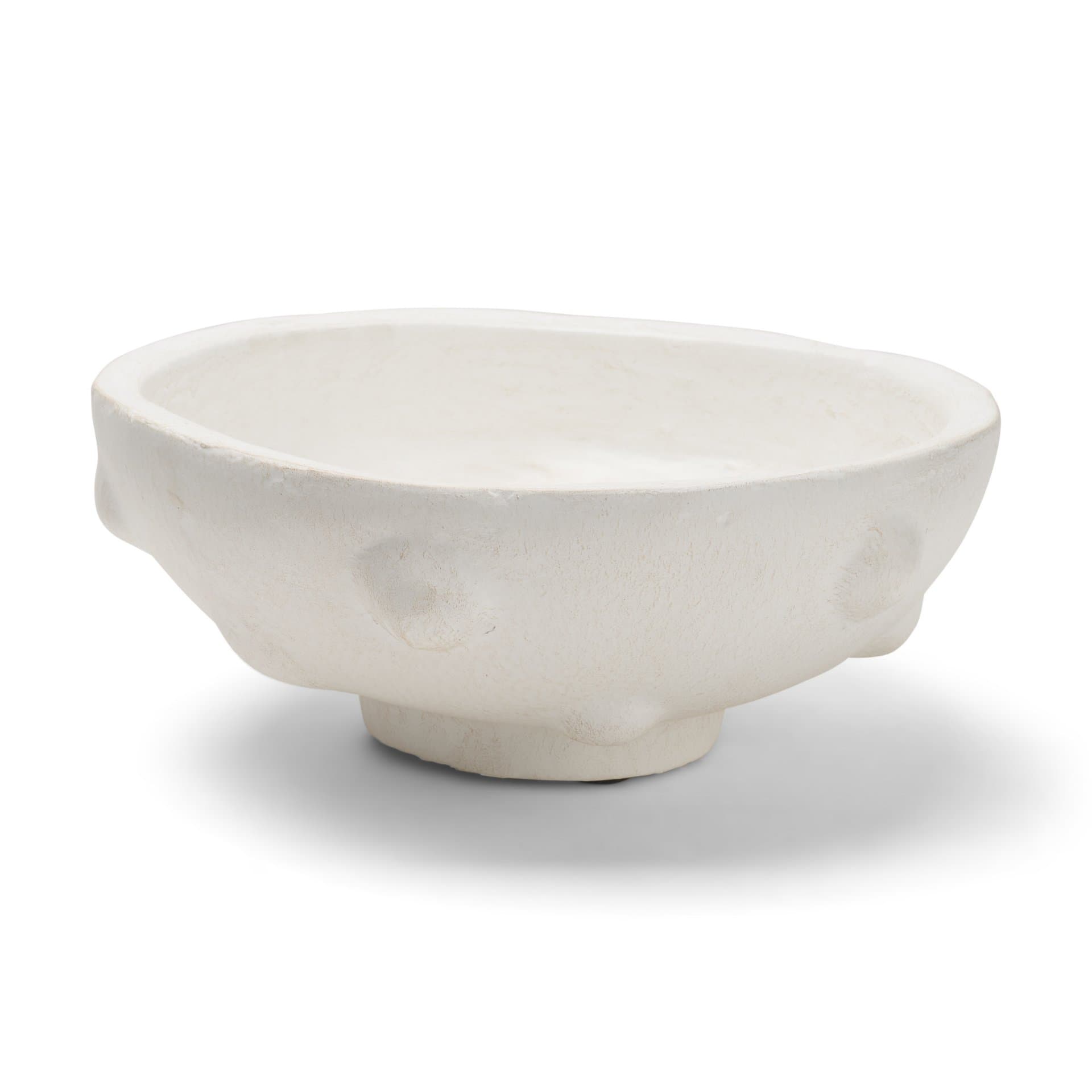 Punto Small White Paper Mache Dotted Centerpiece Bowl — product photograph