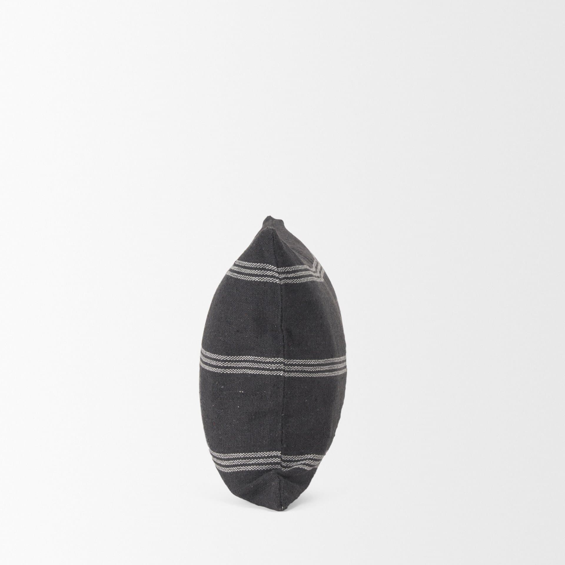 Jayme 14x26 Gray/White Striped Cotton Lumbar Pillow Cover w/Filler — product photograph