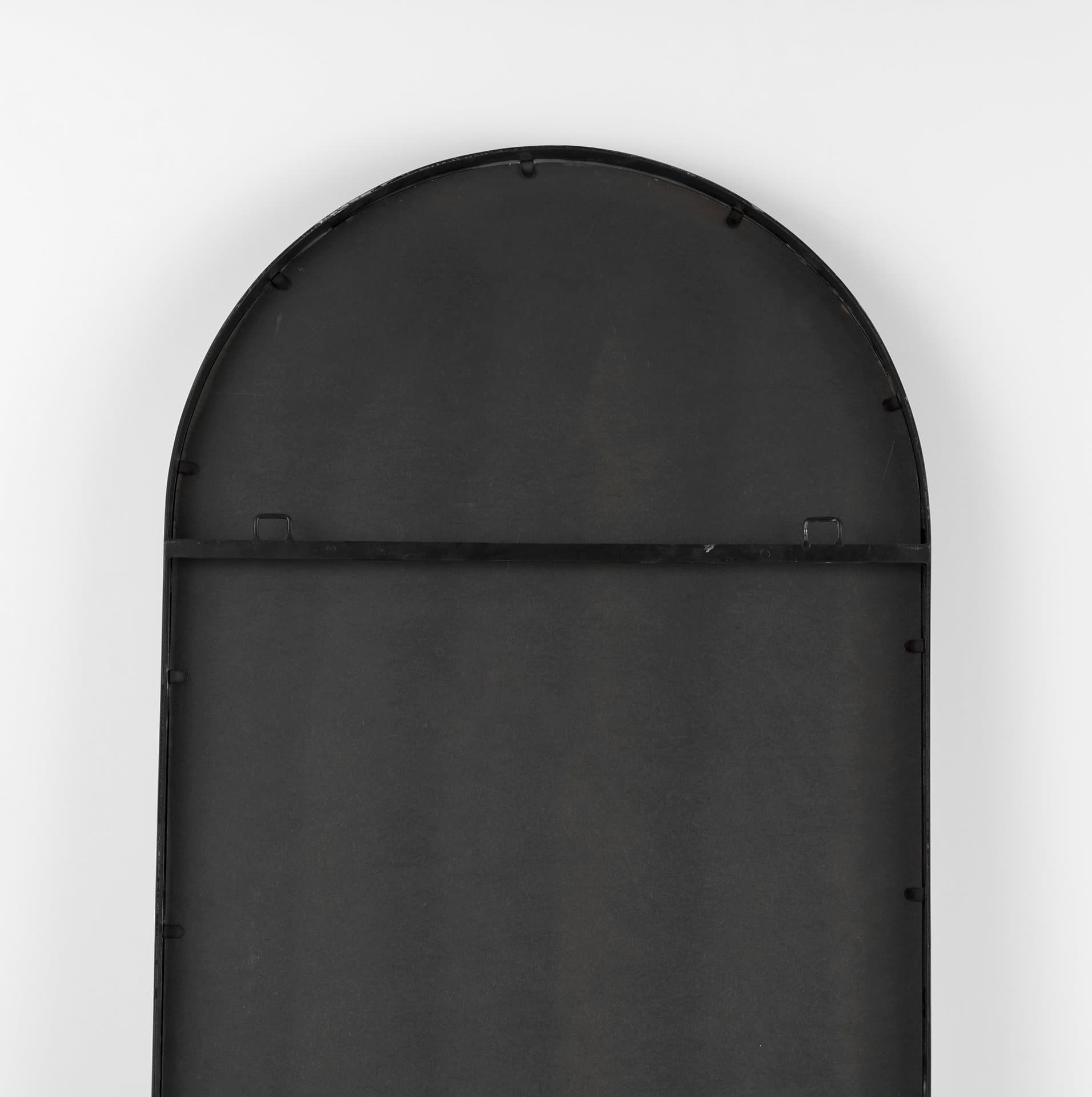 Sadie 28.0L x 2.0W x 78.0H Black Metal Rounded Arch Floor Mirror — product photograph