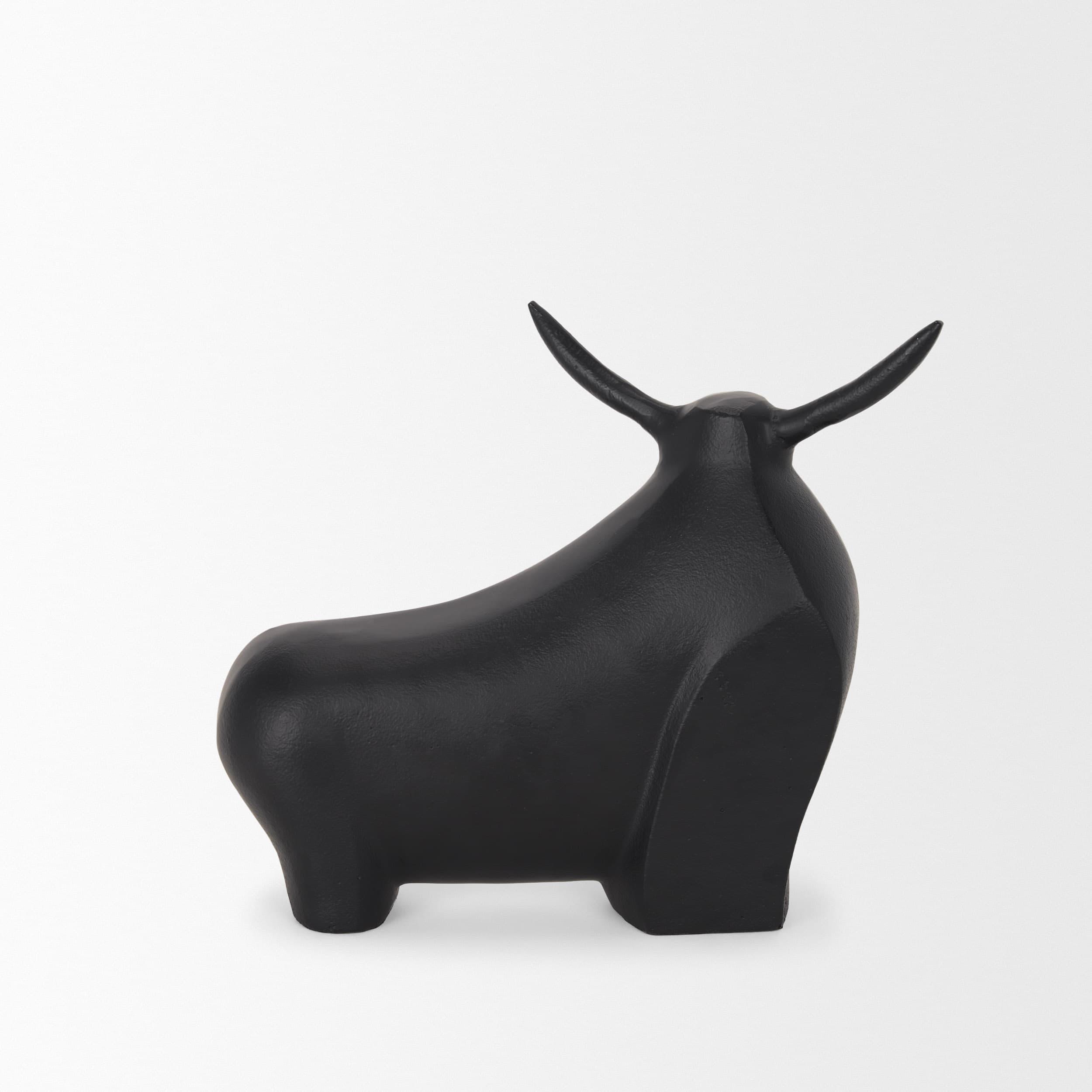 Radu Large Matte Black Metal Bull Decorative Object — product photograph