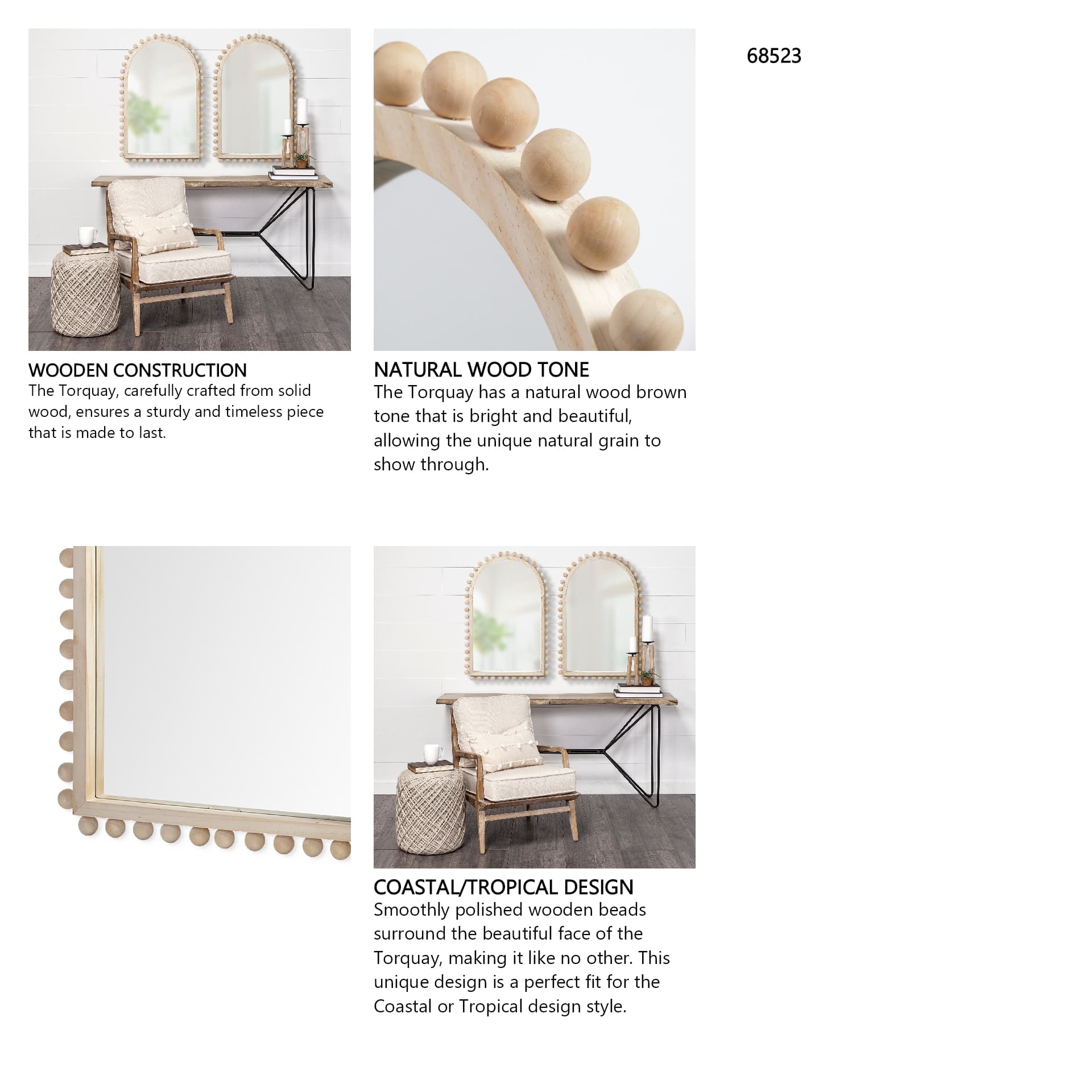Leeds 23L x 35H Natural Wood Arch Frame Mirror — in a styled room