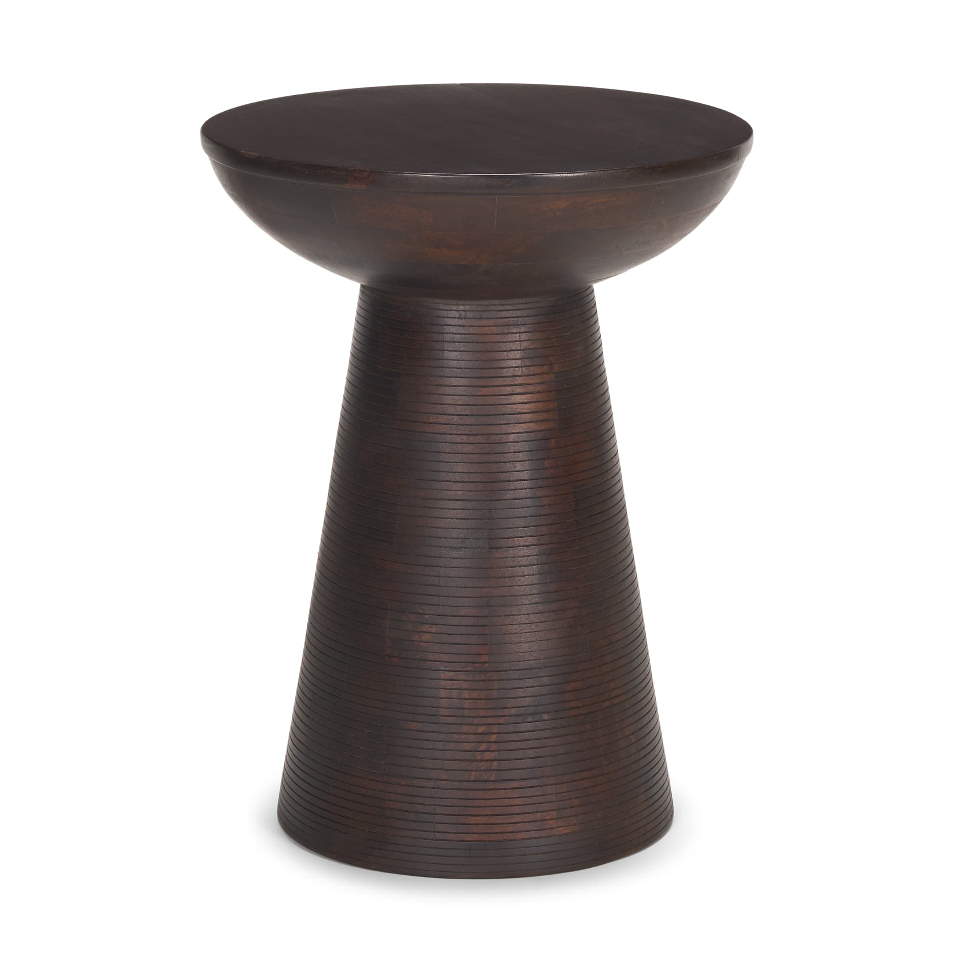Novell Dark Brown Wood Pedestal Accent Table — product photograph