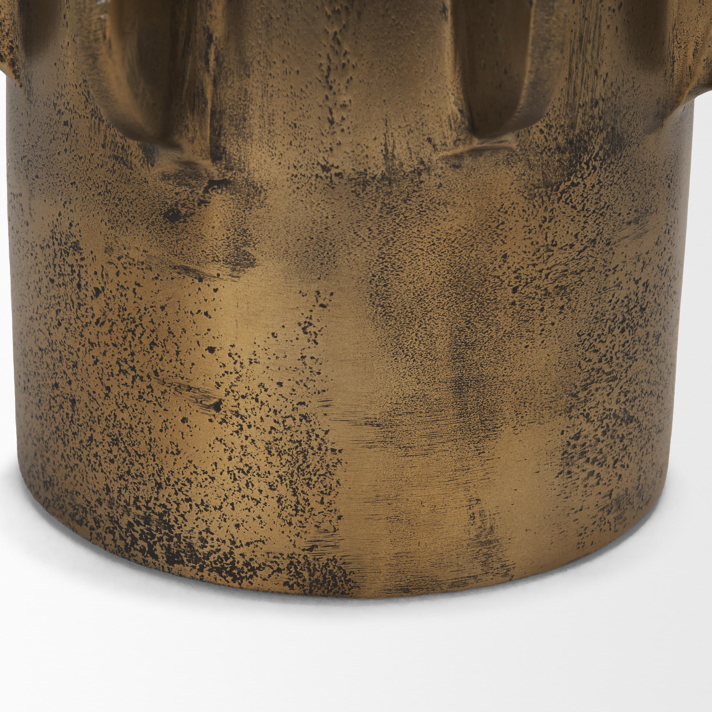 Deacon Small Antiqued Gold Metal Canister with Sculptural Handles — product photograph