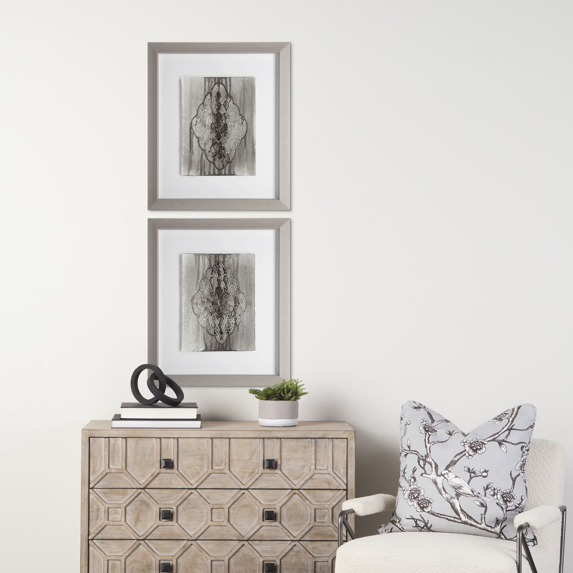 India Pattern I by Studio M a handmade Original Framed Artwork under Glass — in a styled room