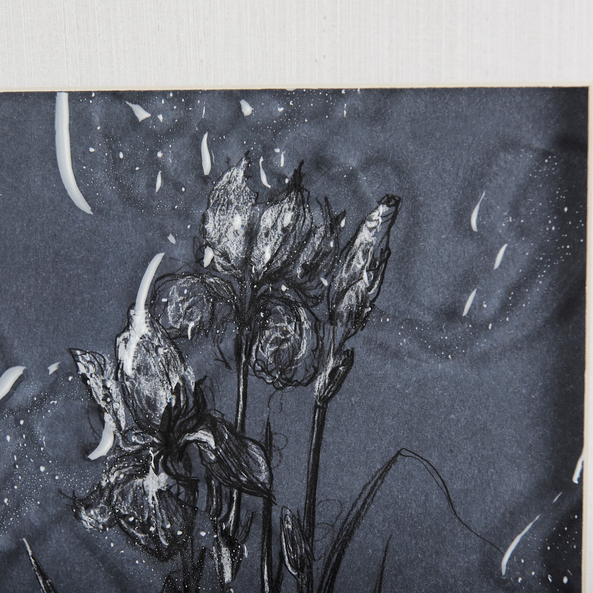 Botanical sketches IV (Blue) by Mercana Studio Hand Embellished Framed Art Print Matted under Glass — product photograph