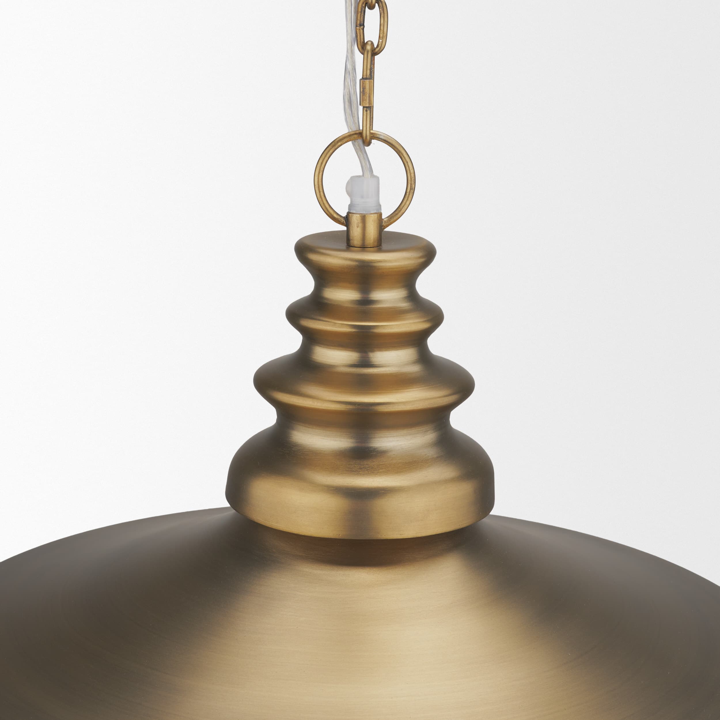 Keller Wide Antiqued Brass Metal 1-Light Pendant — product photograph