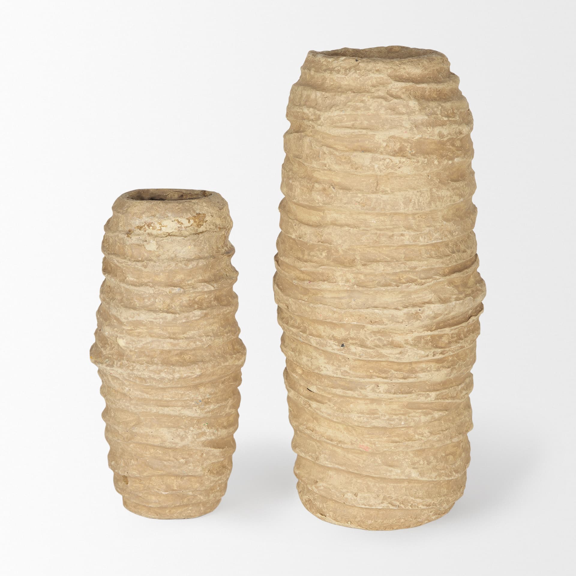 Kamli Small Beige Paper Mache Vase — product photograph