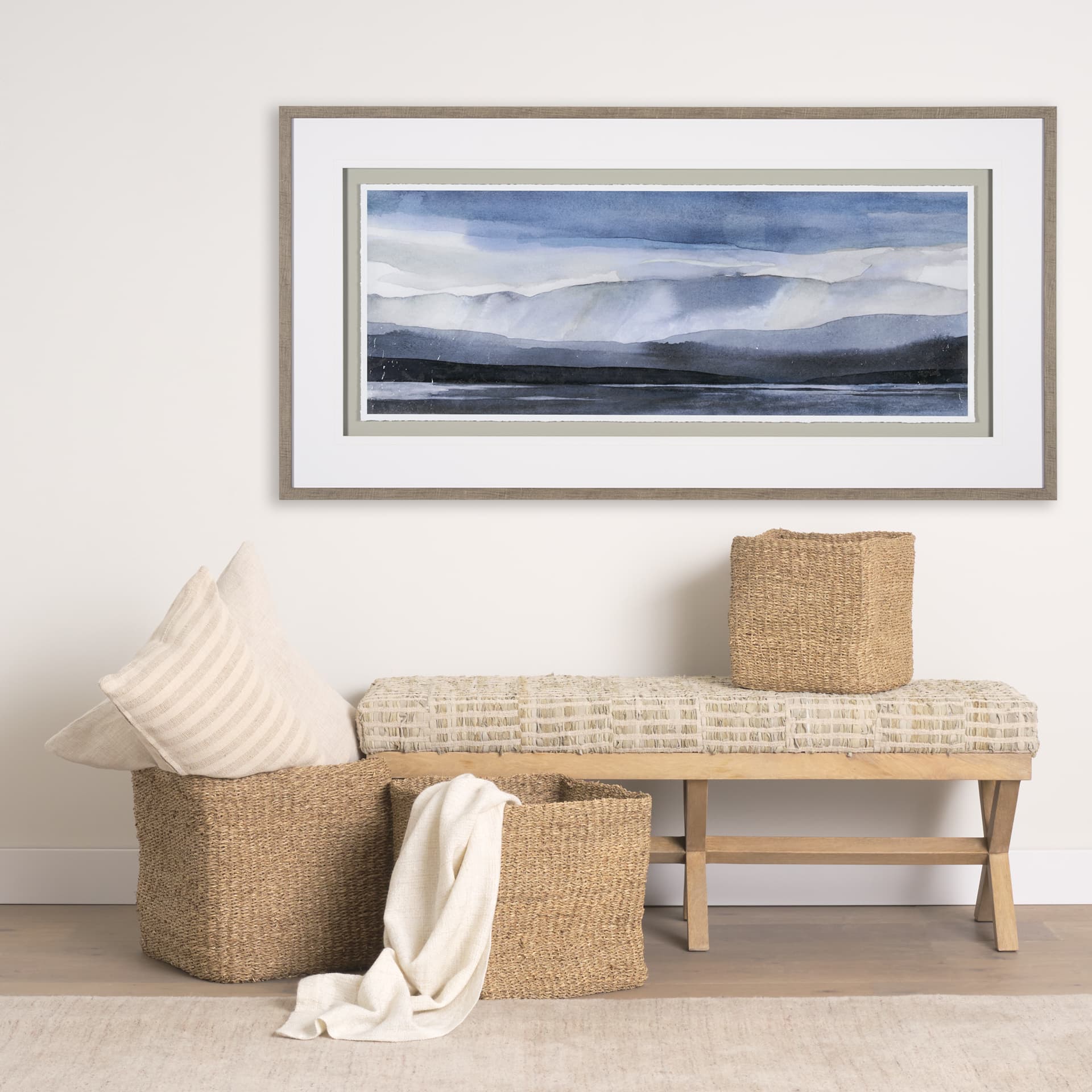 Watercolor Sketch I by Mercana Studio Hand Embelished Textured Framed Art Print Matted under Glass — in a styled room