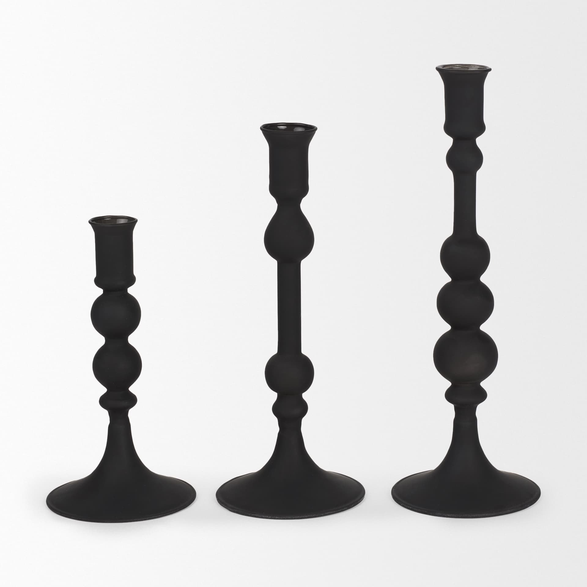 Haute Large Matte Black Blown Glass Candlestick — product photograph