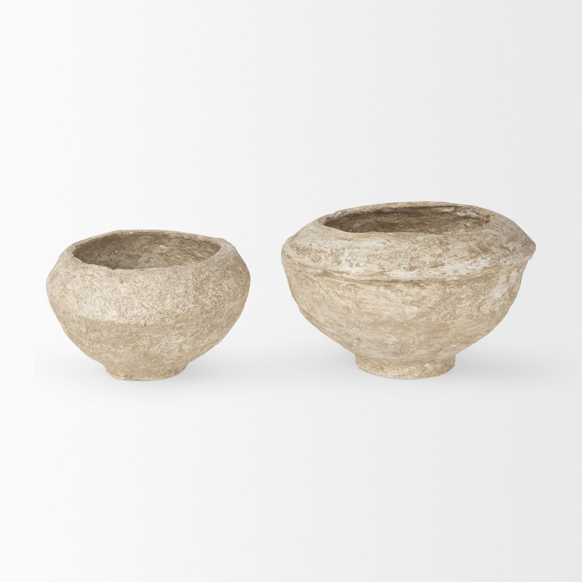 Sonu Set of 2 Beige Paper Mache Half-Pot Bowls — product photograph