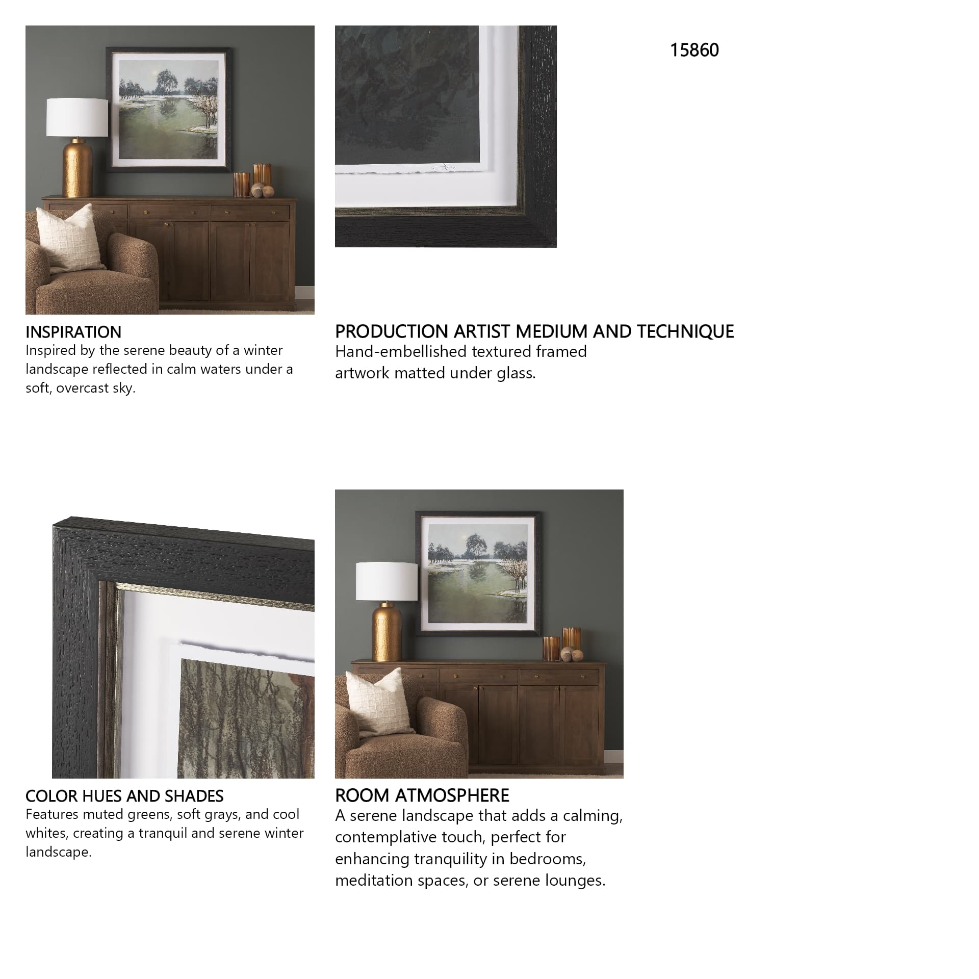 Winter Sky by Mercana Studio Hand Embelished Framed Artwork Matted under Glass — in a styled room