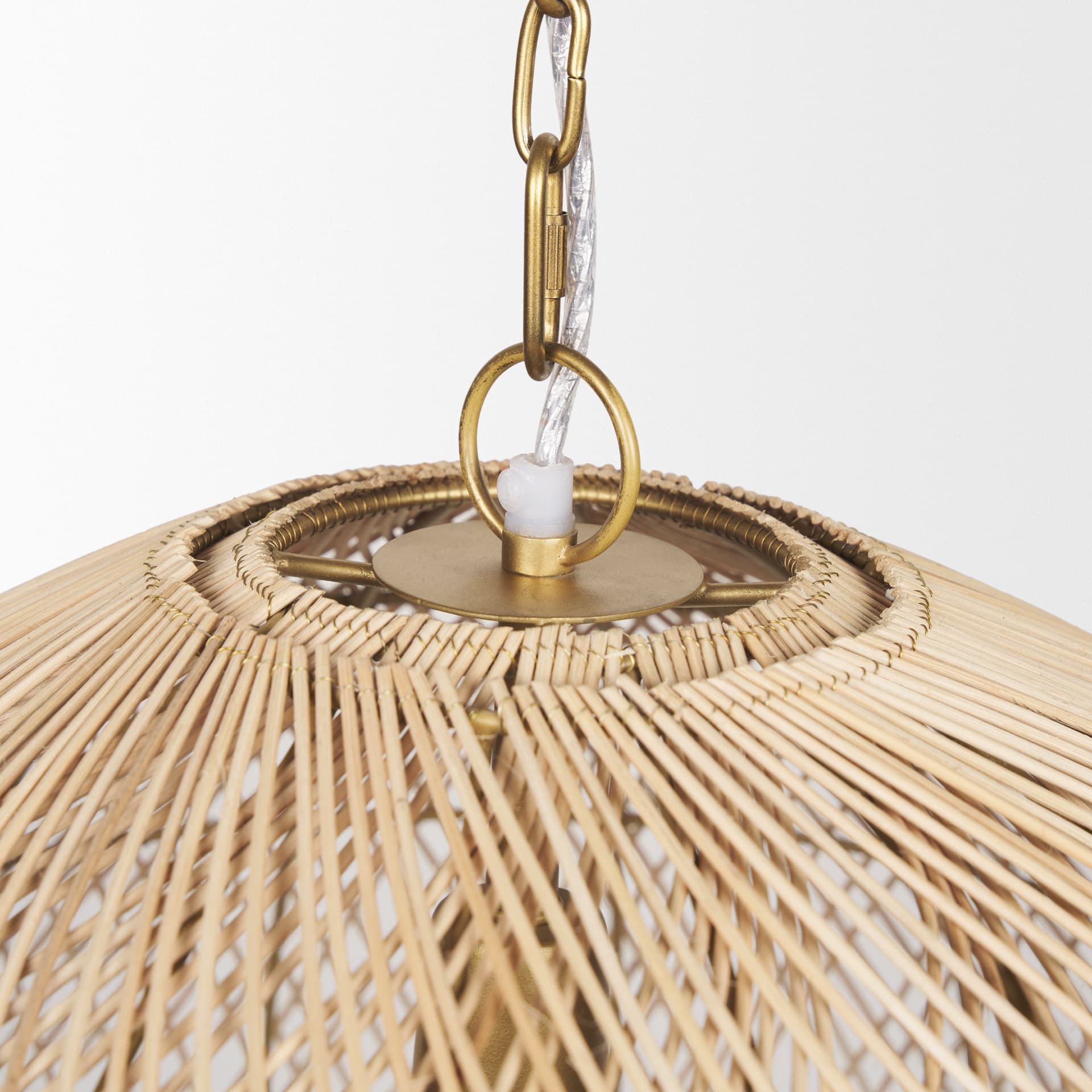 Thad 1-Light Natural Woven Rattan Dome Pendant — product photograph