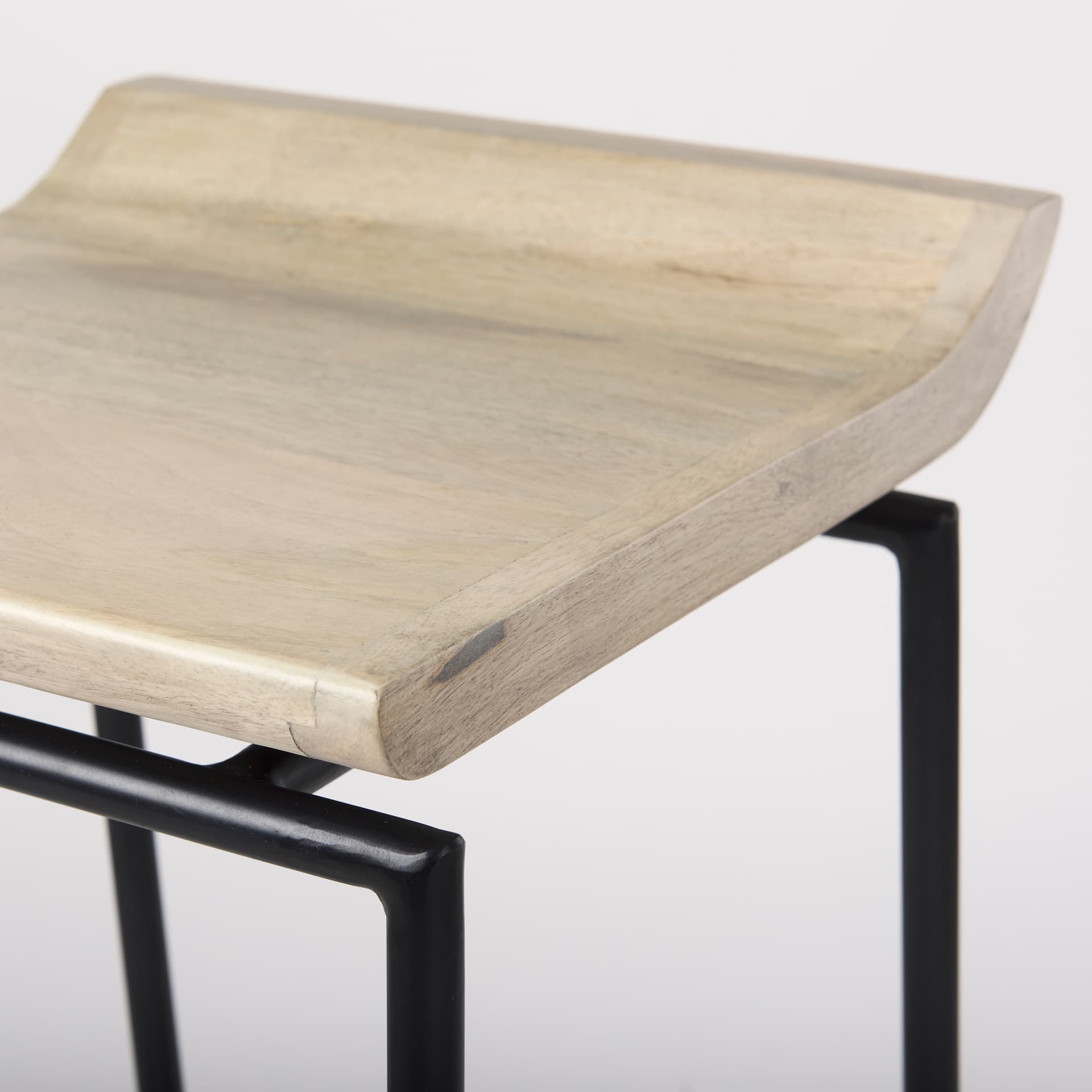 Givens Backless 26in Seat Counter Stool | Natural Wood w/ Black Metal — product photograph