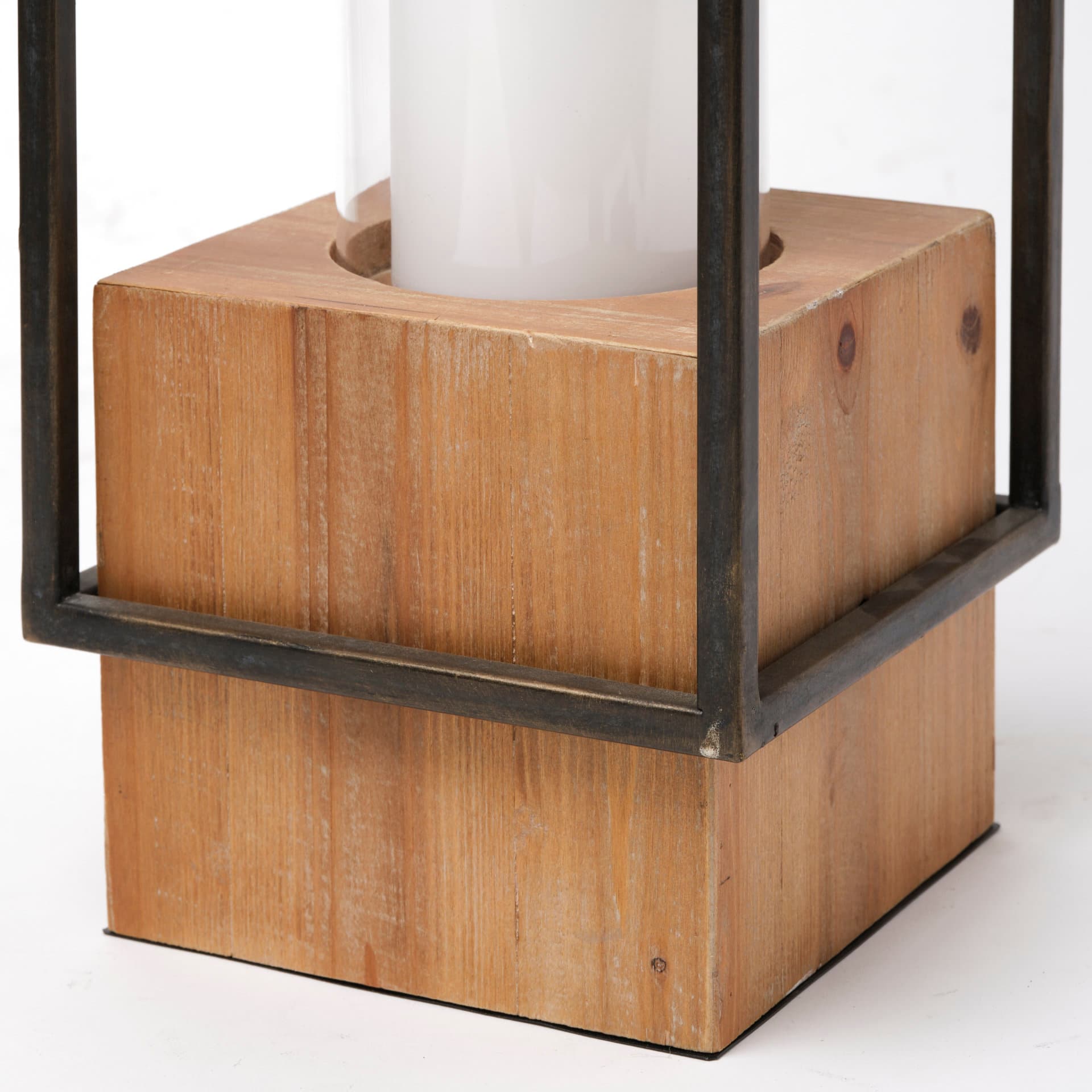 Orionis Large Wood w/ Black Metal Lantern Candle Holder — product photograph